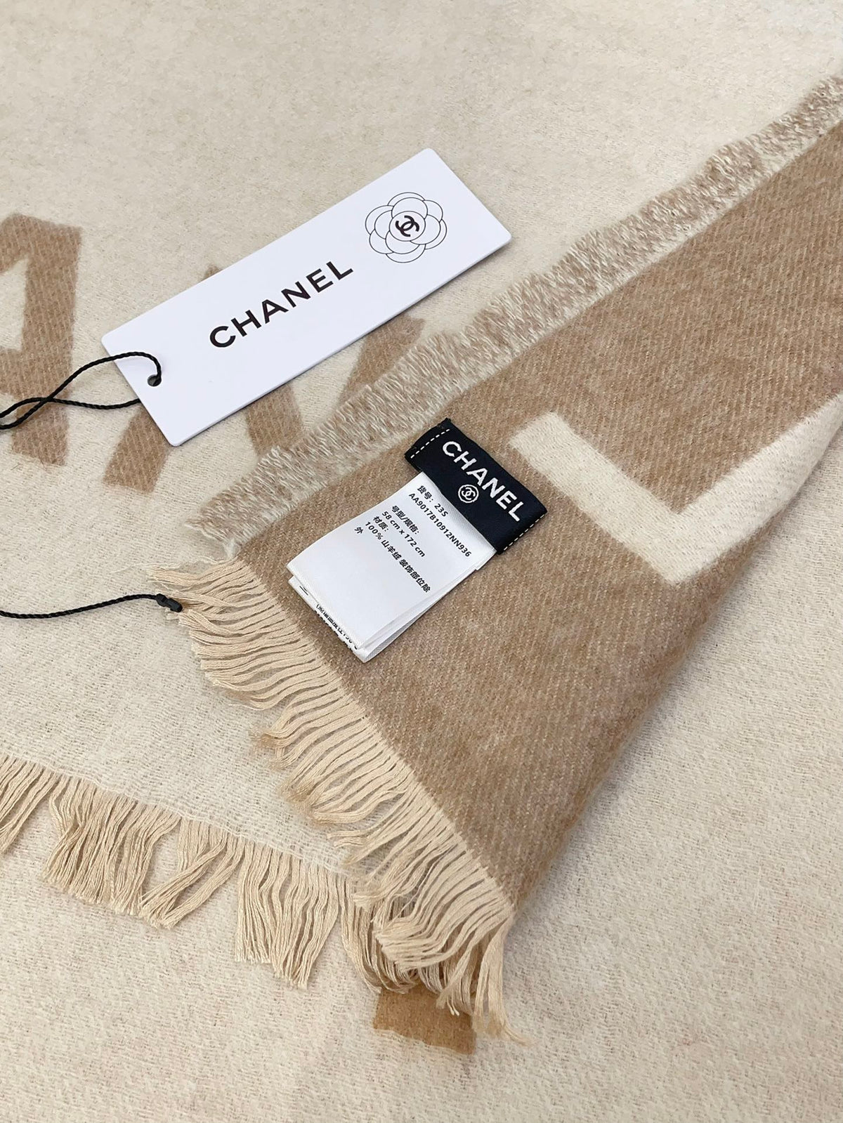 CC Scarf 200 CM In Beige Mix Brown Cashmere 402091