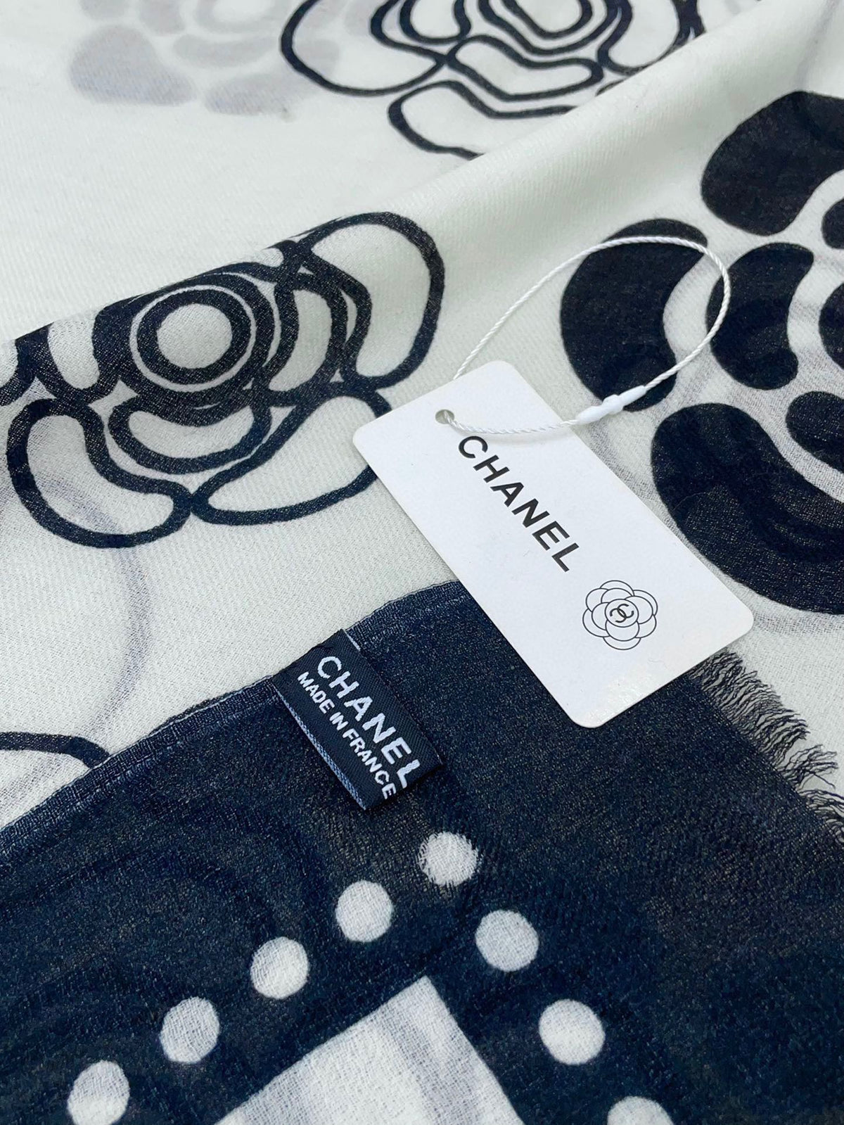 CC Scarf 190 CM In White Mix Black Cashmere  407268