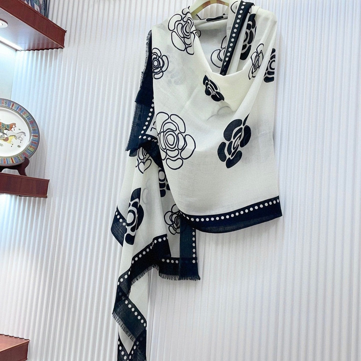 CC Scarf 190 CM In White Mix Black Cashmere  407268