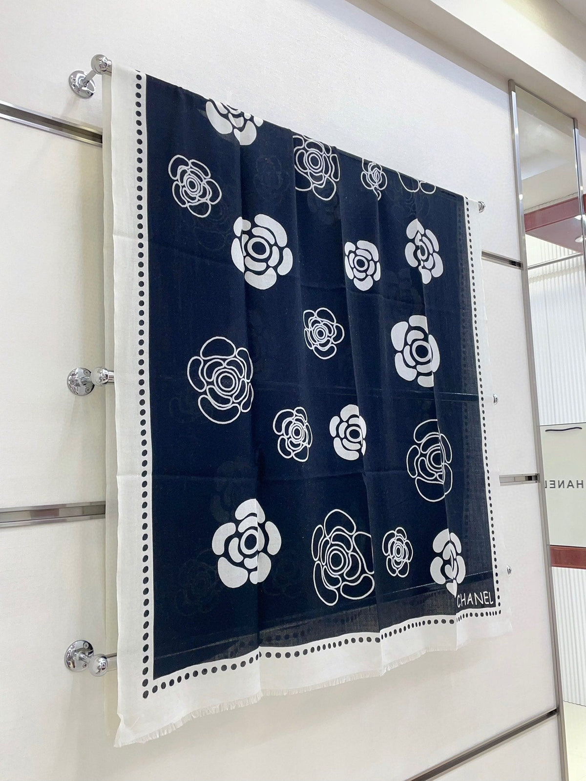 CC Scarf 190 CM In Black Mix White Cashmere  407269