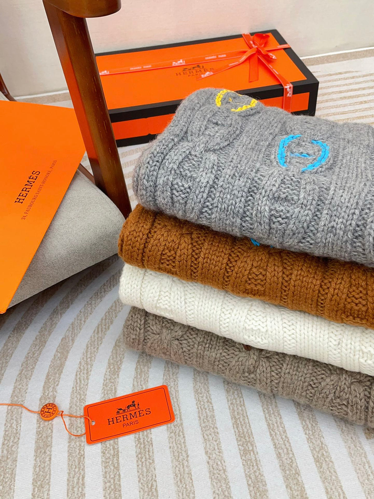 Scarf 170 CM Light Brown Cashmere Handwoven