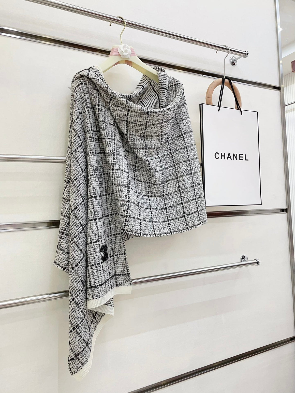 CC Scarf 180 CM In Grey With Black Stripes Cashmere 415180