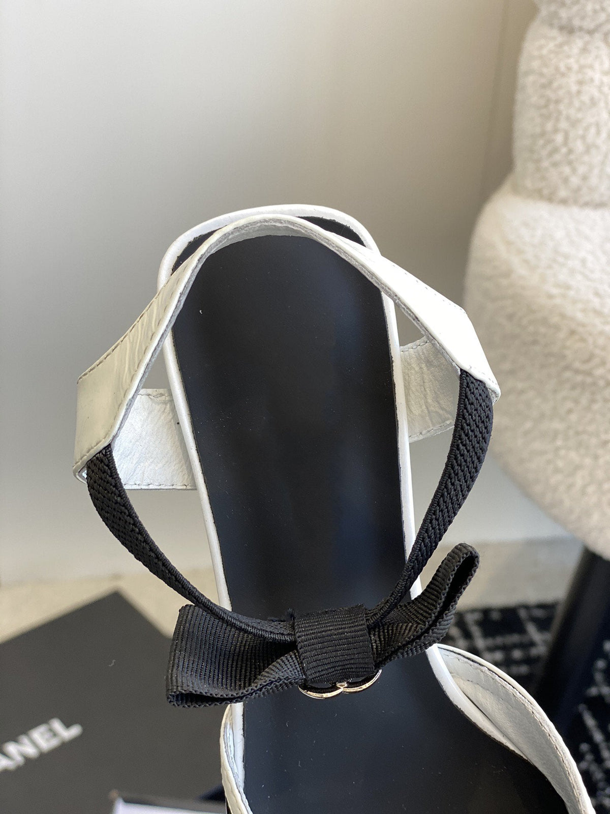 slingbacks 45 black white patent calfskin