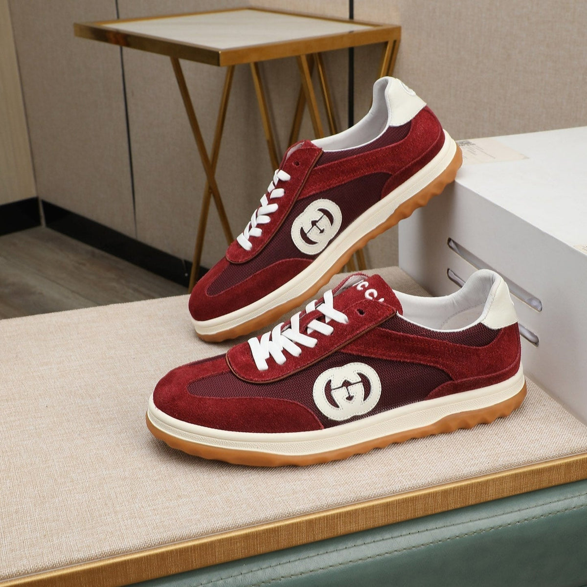 GG Men's G75 Sneaker Red Mesh Suede 270521