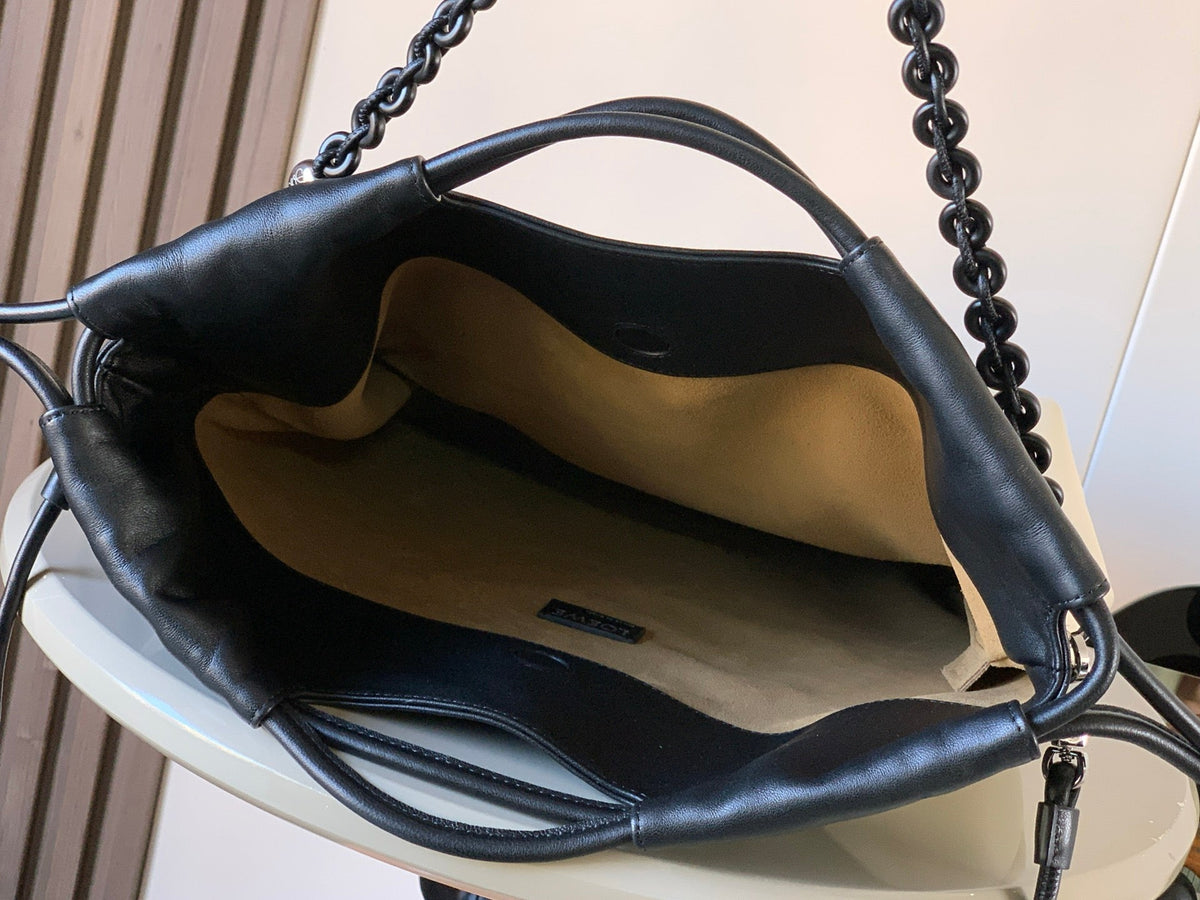 Loewe Flamenco Purse Tote Bag 38 White Black Lambskin 274696