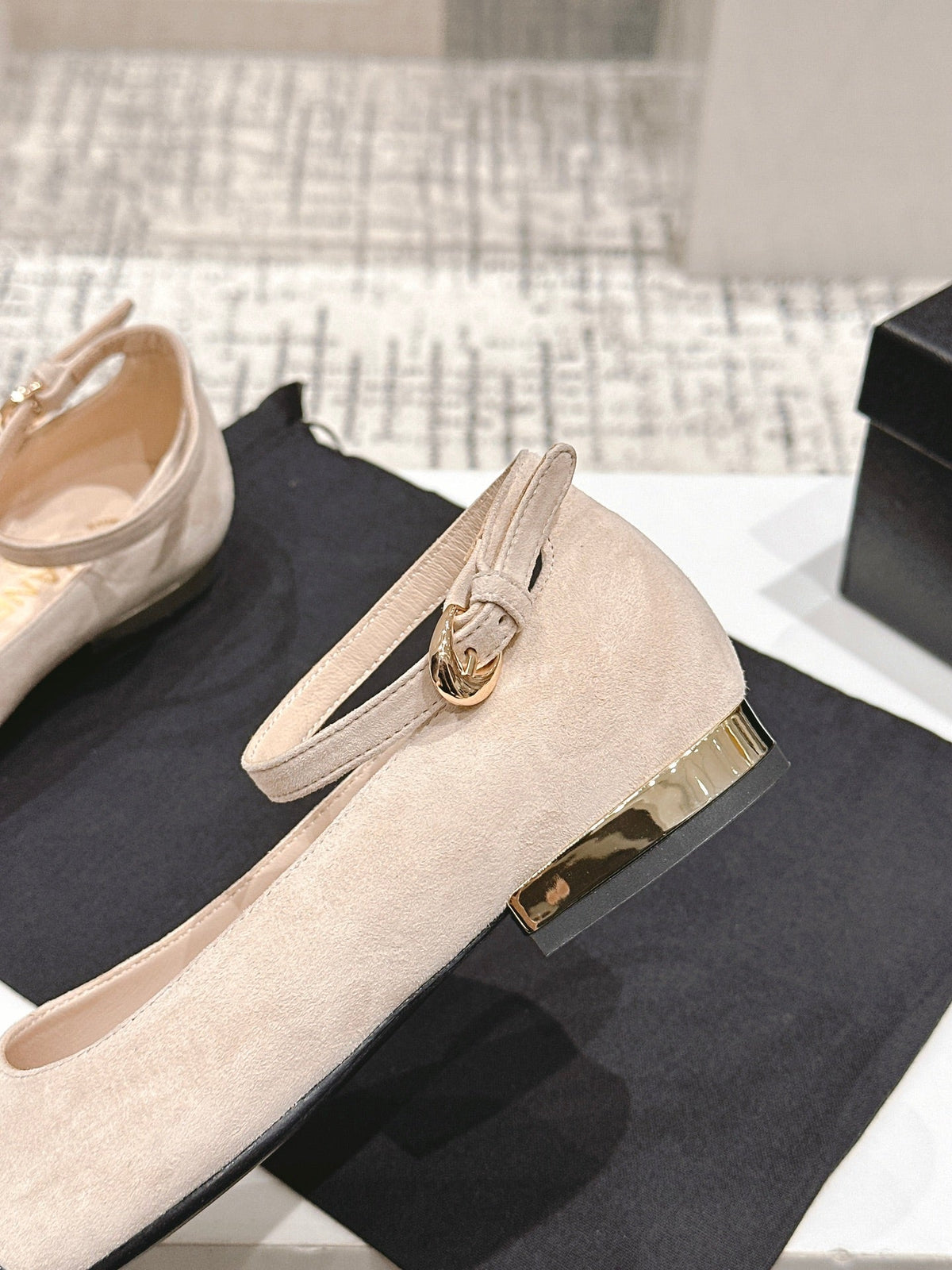 CC Mary Jane Milky Beige Suede And Cowhide