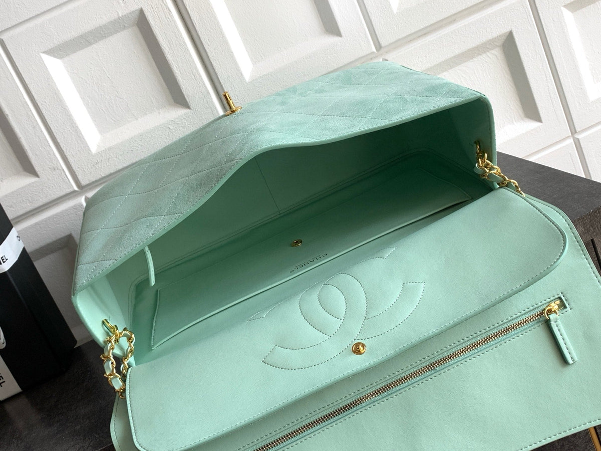Chanel 2026 Flap Bag Mint Green Suede Leather
