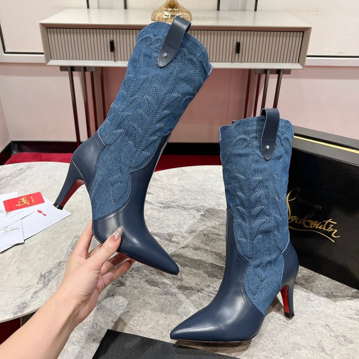 CL Santiabooty 85 Mm Low Boots Nappa Leather And Denim
