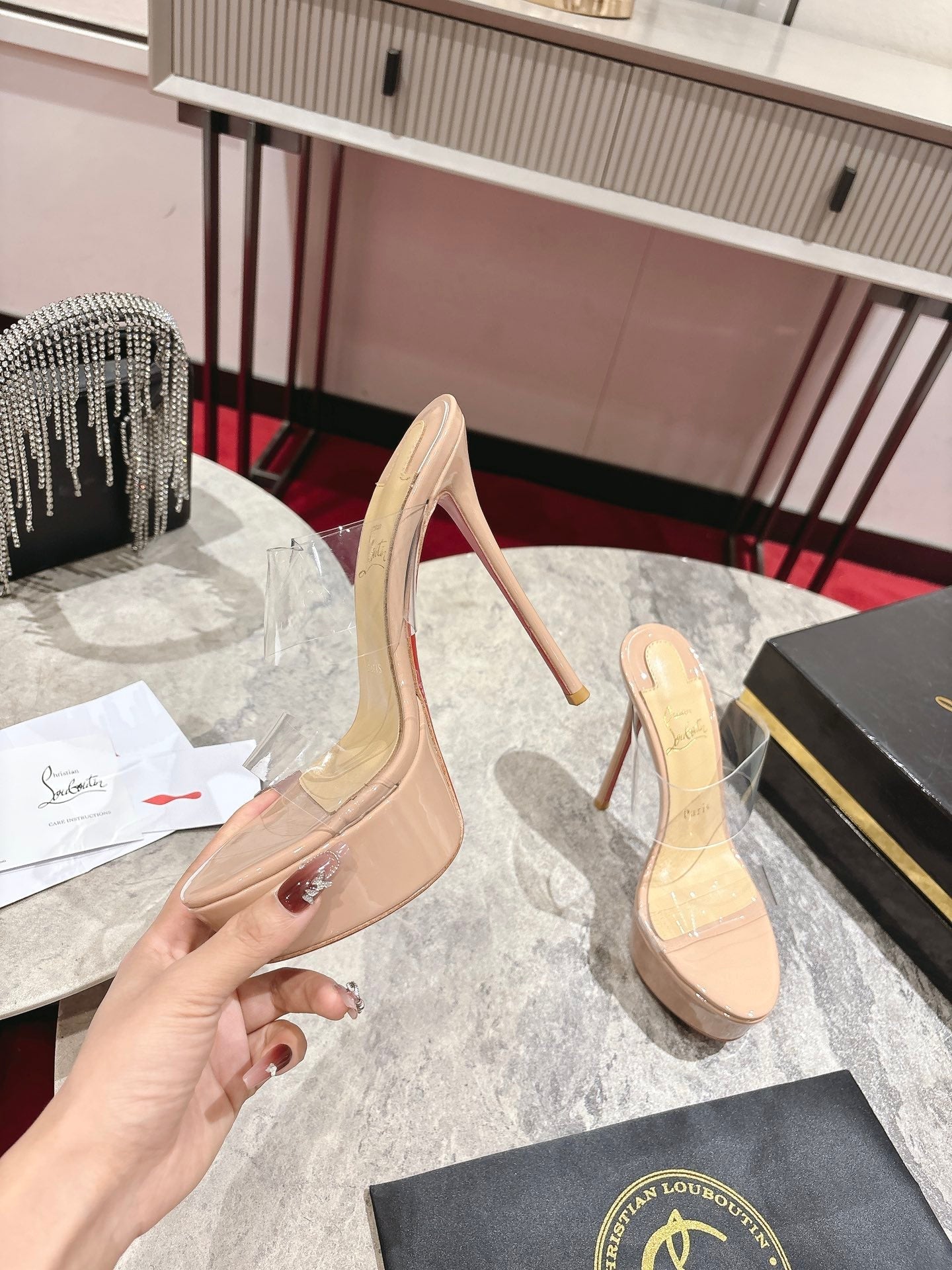 CL Just Nothing Alta 150mm Blush Patent Calfskin