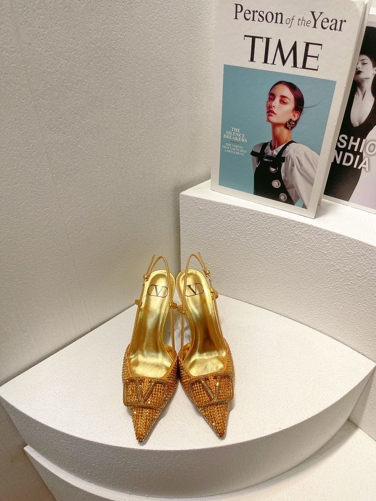 VT High Heeled Slingbacks Gold Sheepskin 292820