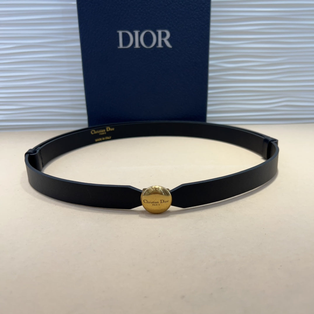Dior 2026 D-Pépite Belt 15mm Black Leather 184991