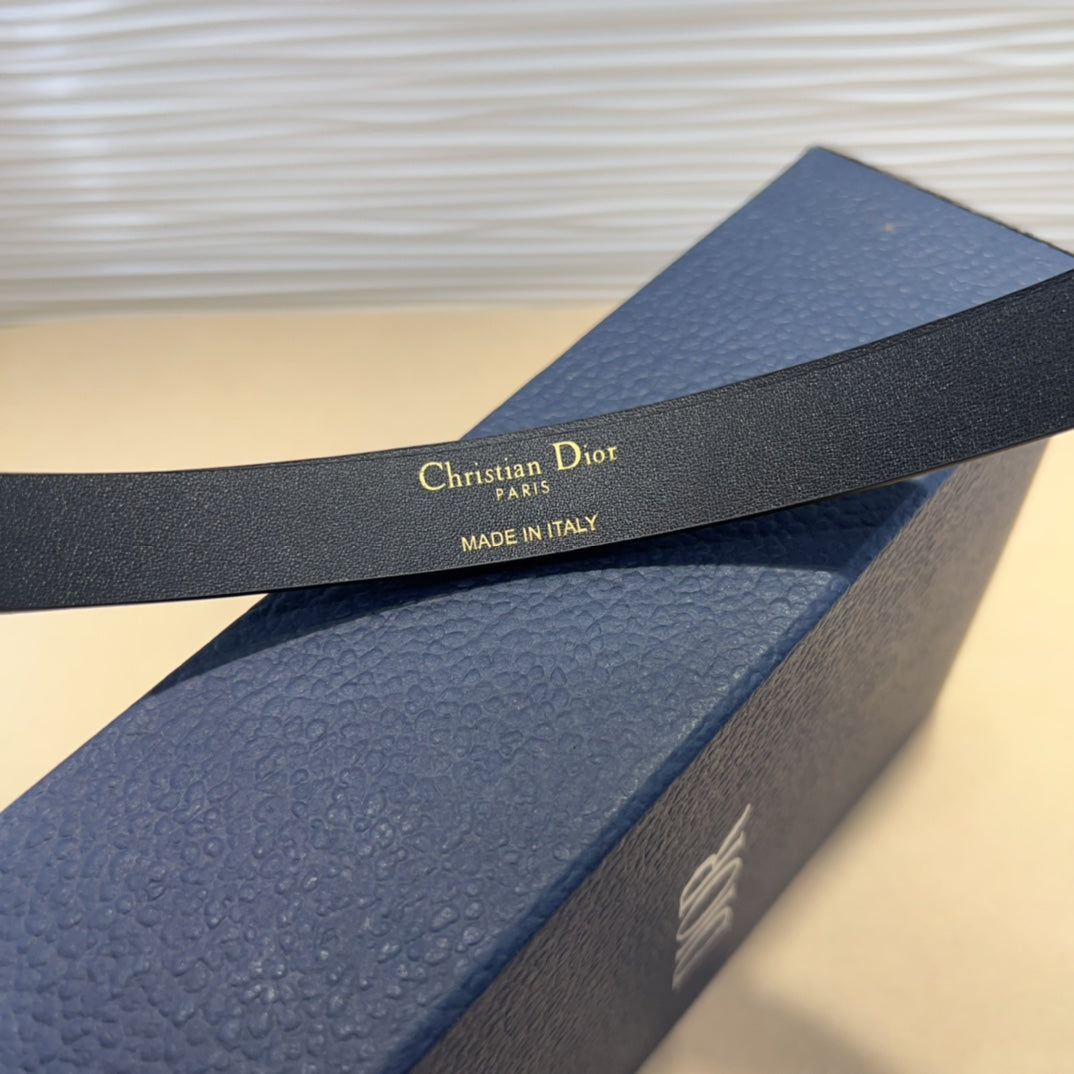 Dior 2026 D-Pépite Belt 15mm Black Leather 184991