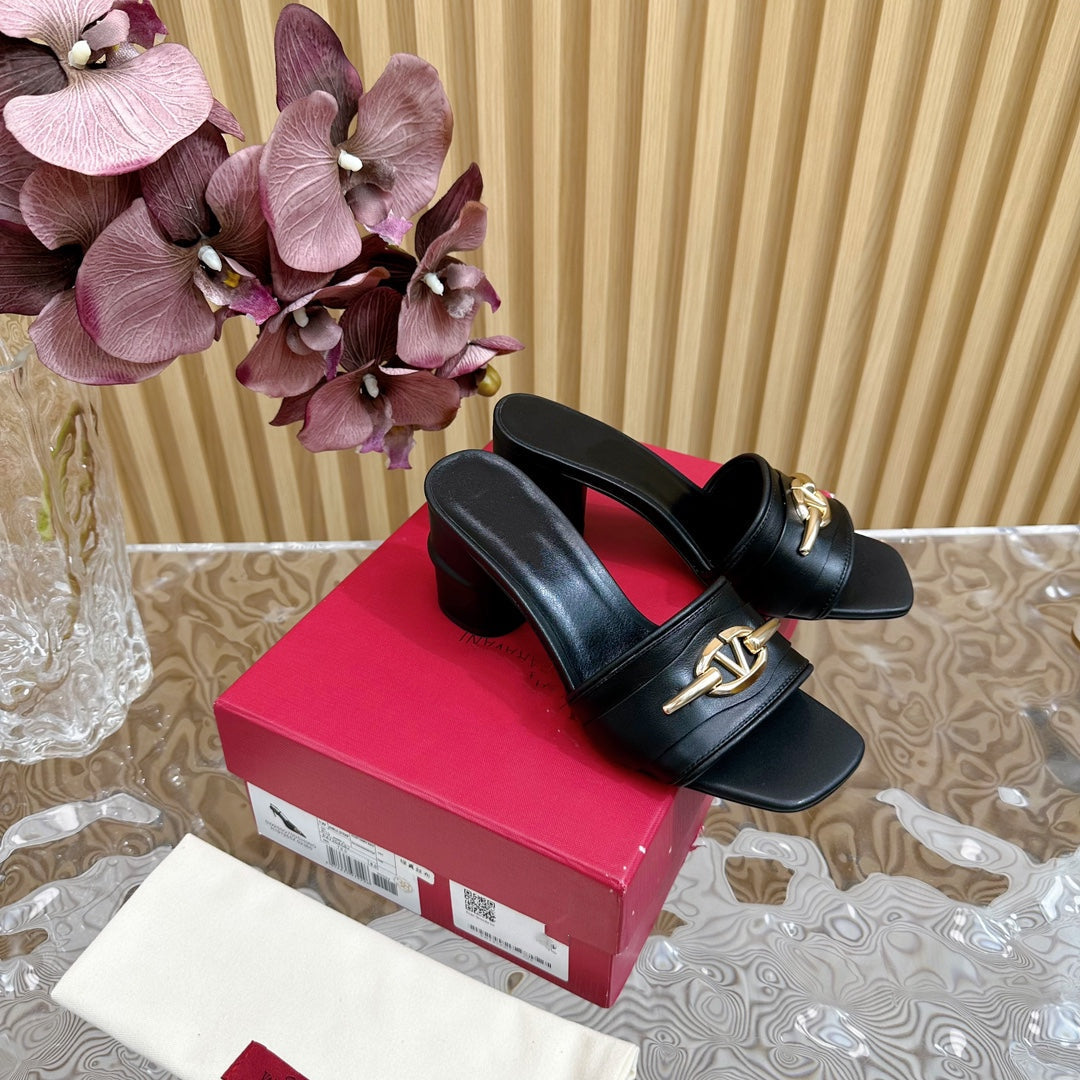 High Heel 70 Mule Sandal The Bold Edition Vlogo Square Toe Black