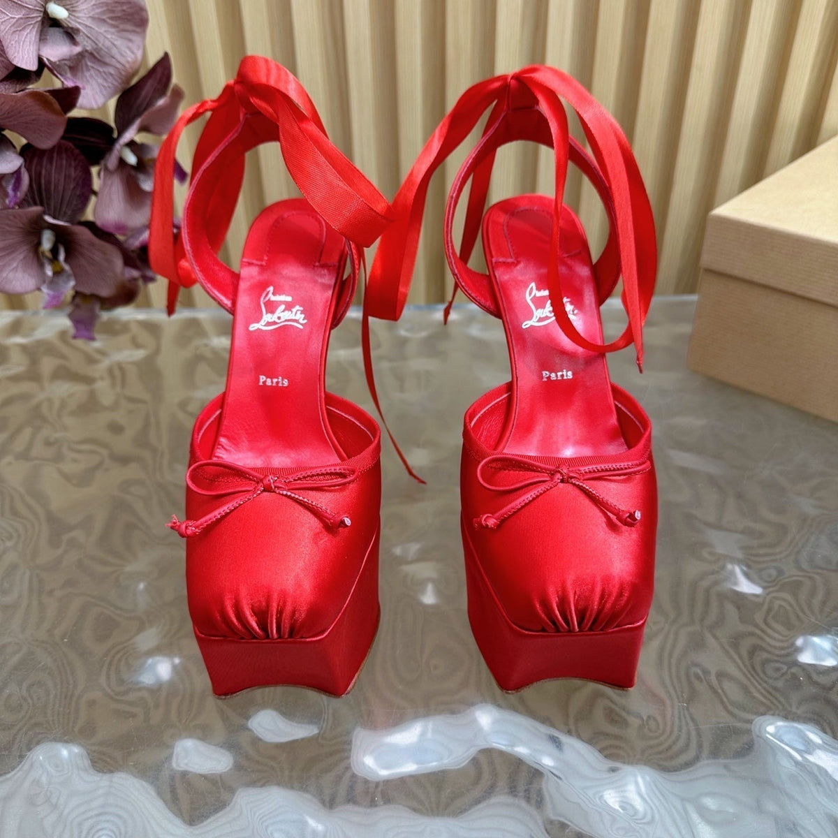 CL 25C Cassia Lace Up Alta 160mm Red Silk 221614