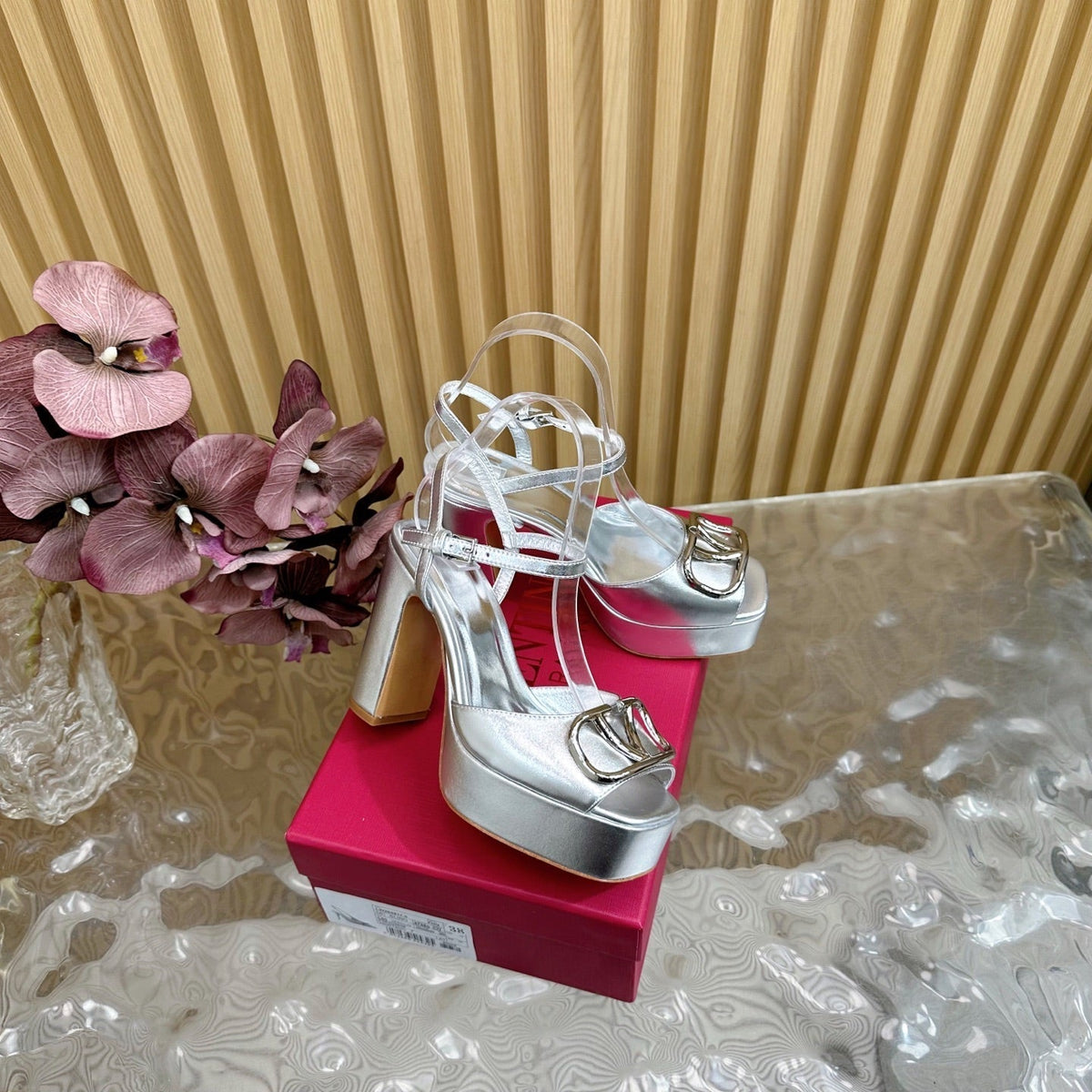VT High Heels Sandals 110mm Silver Calfskin 286483