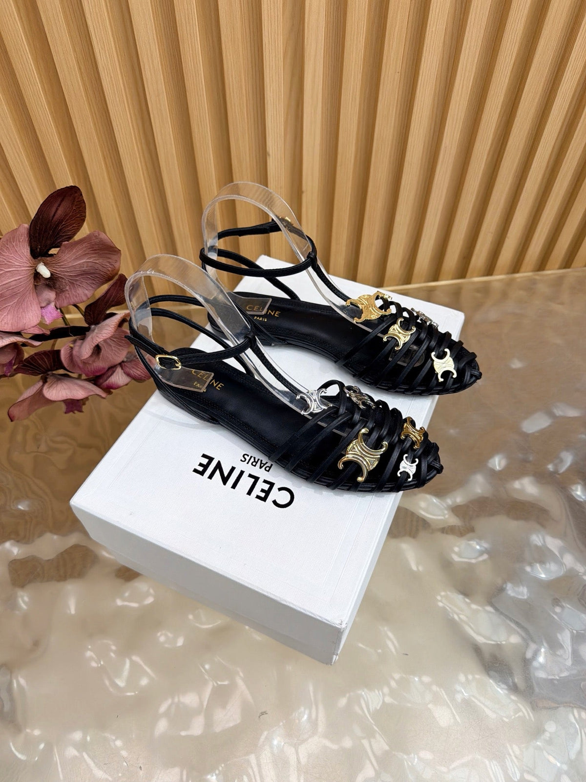 Celine 2026 Arc de Triomphe Cage Flat Sandal Calfskin 228208