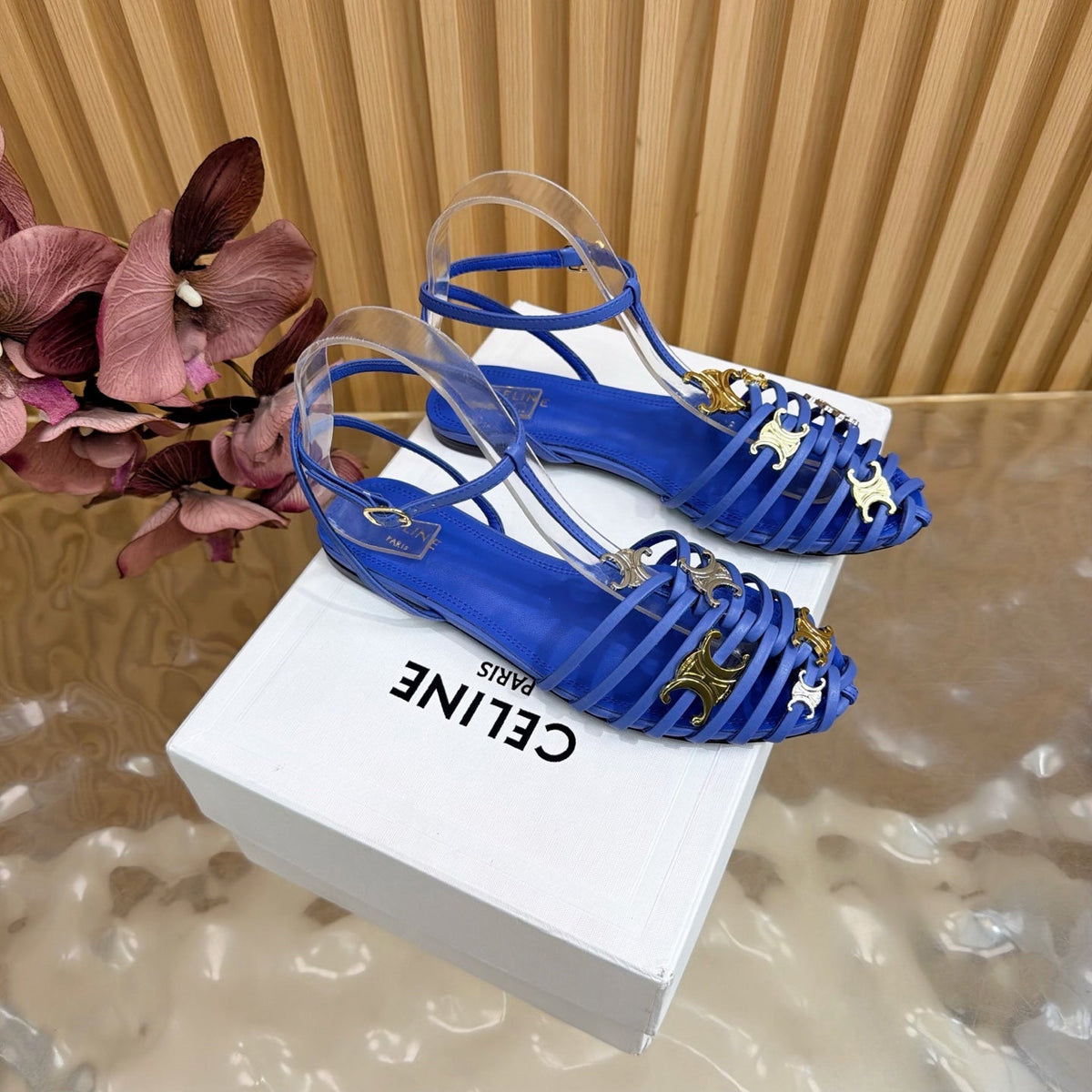 Celine 2026 Arc de Triomphe Cage Flat Sandal Calfskin 228208