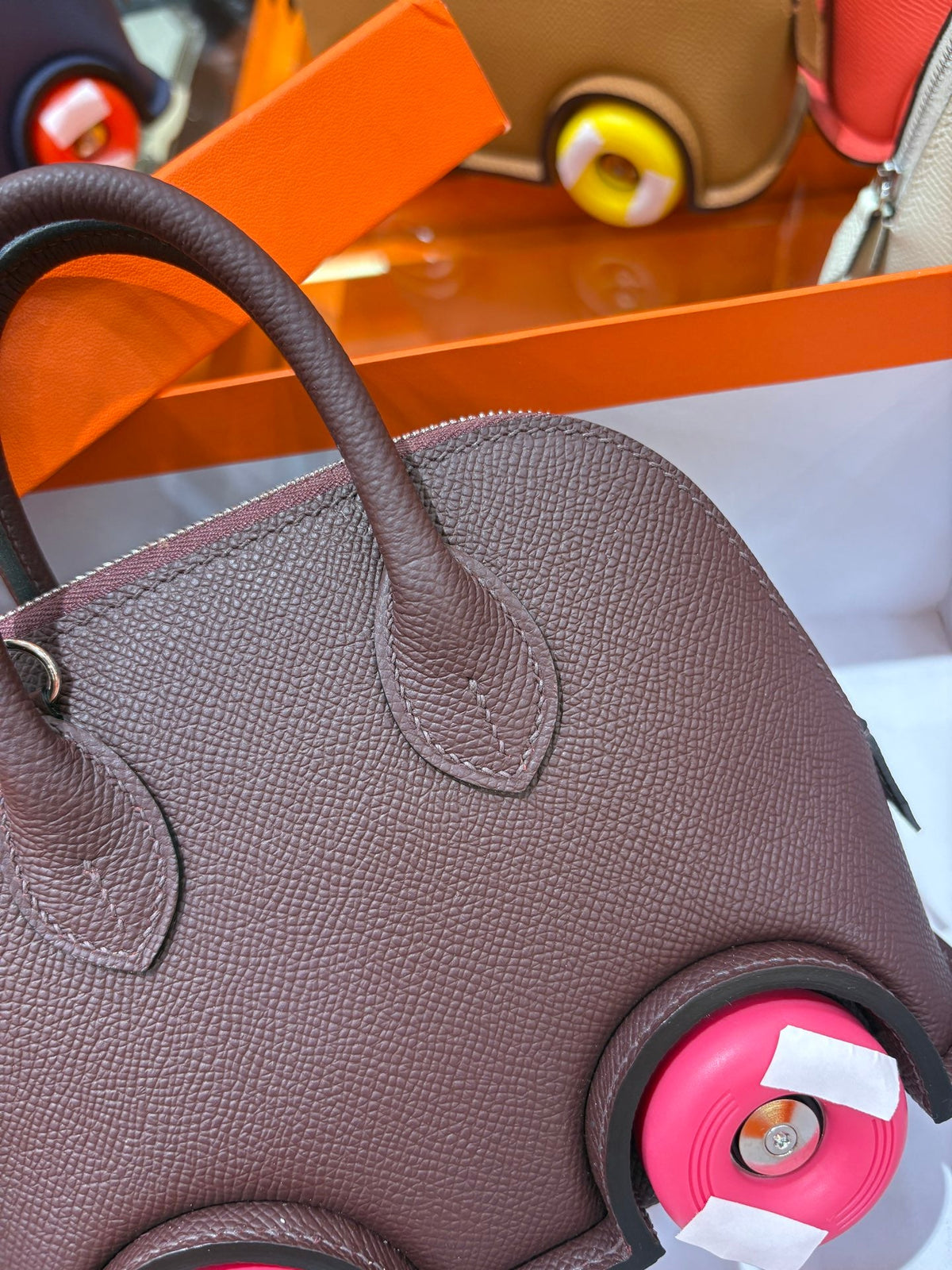 High-end Hermes 2026 Mini Bowling Wheel Bag Epsom Leather