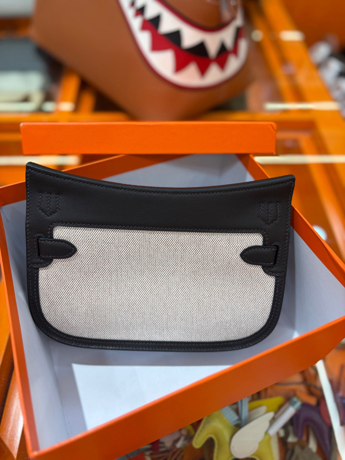 High-end Hermes 2026 Jypsiere Bag 22cm Canvas/Swift Calfskin