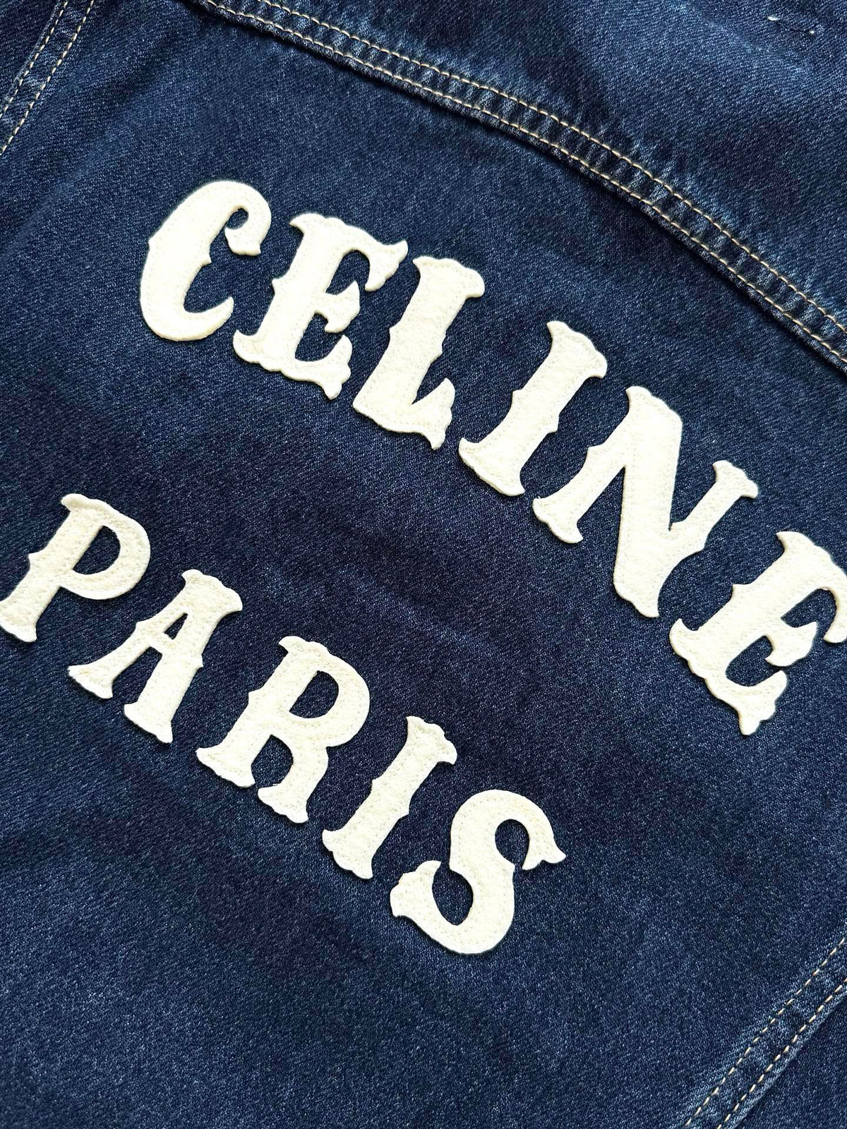 Celine 25 Denim Jacket Blue White Cotton
