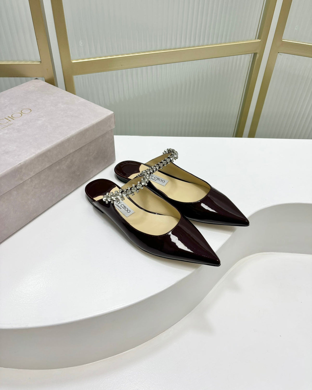 Jimmy Bing In  Dark Burgundy Glossy Cowhide Mules  587752