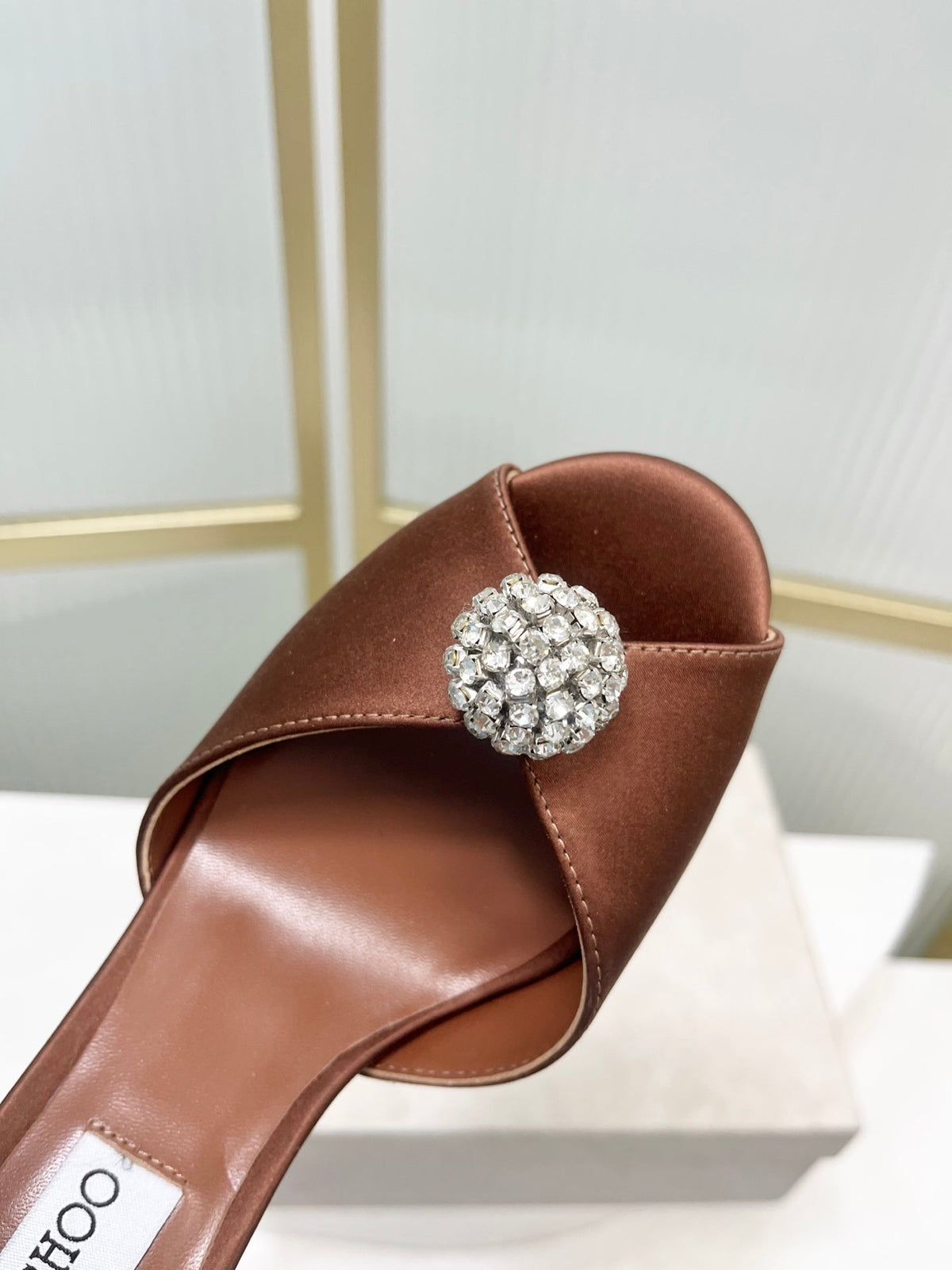 Jimmy 26s Peep-Toe High Heels  85 Brown Sheepskin 605974