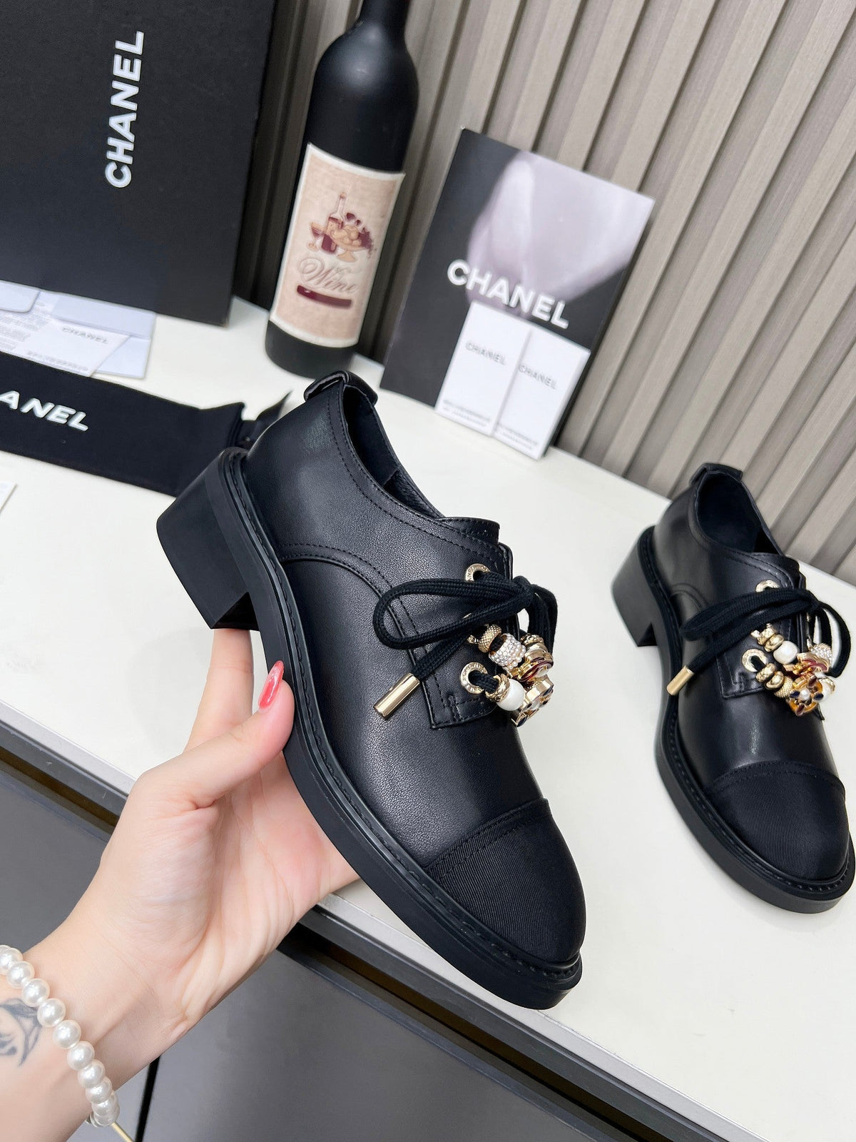 CC Shoe Oxford 50mm In Black Calfskin And Lycra Fabric 944545