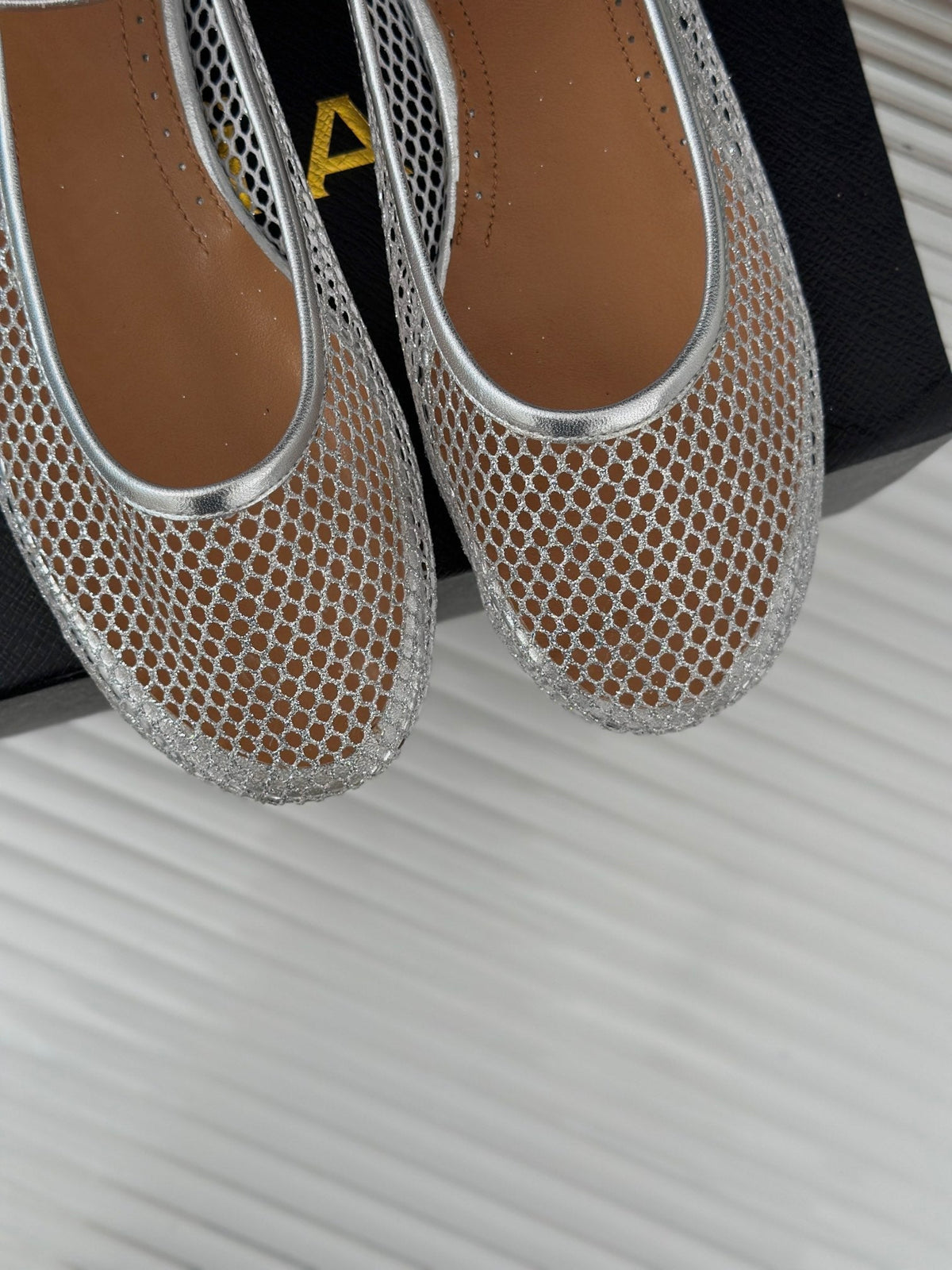 Alaia Mary Jane Ballet Flat Silver Lambskin 293236