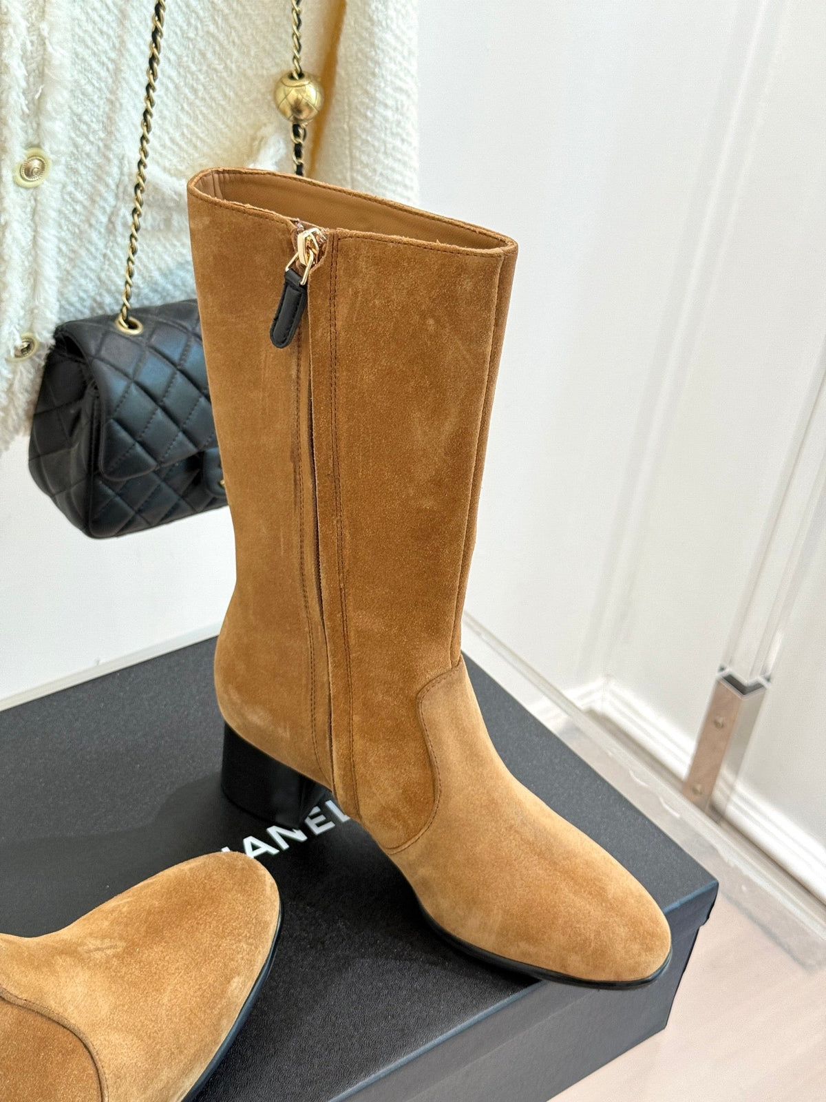 CC High Heel Boots Brown Suede Mix Charm 512037