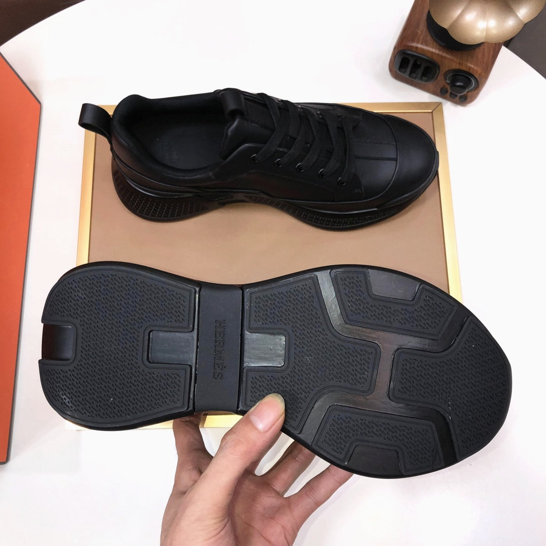 HM Men's Sneaker Full Black Cowhide 548106