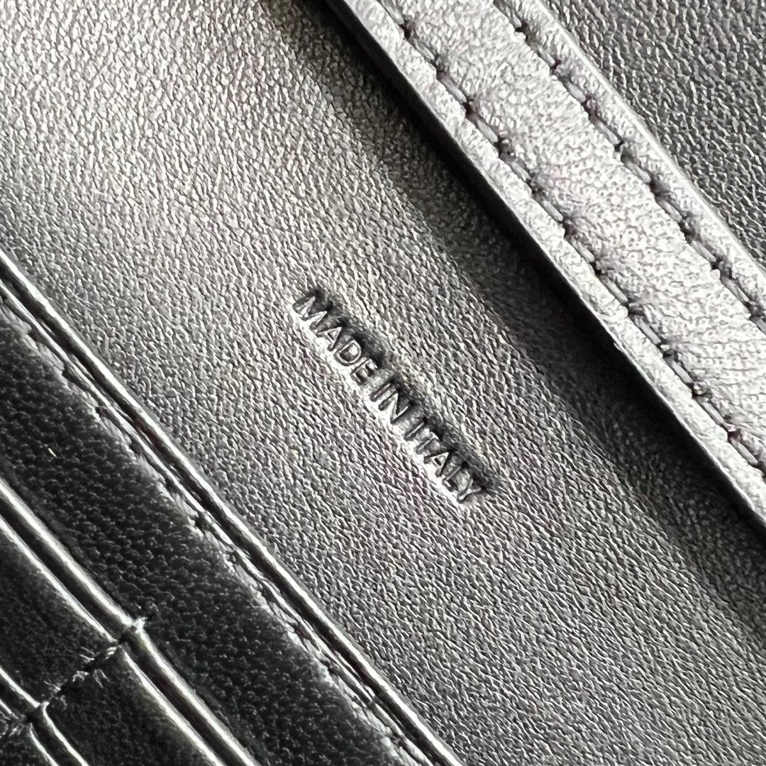 Celine 2026 Wallet On Strap Bag 19.5 Black Shiny Calfskin 281888