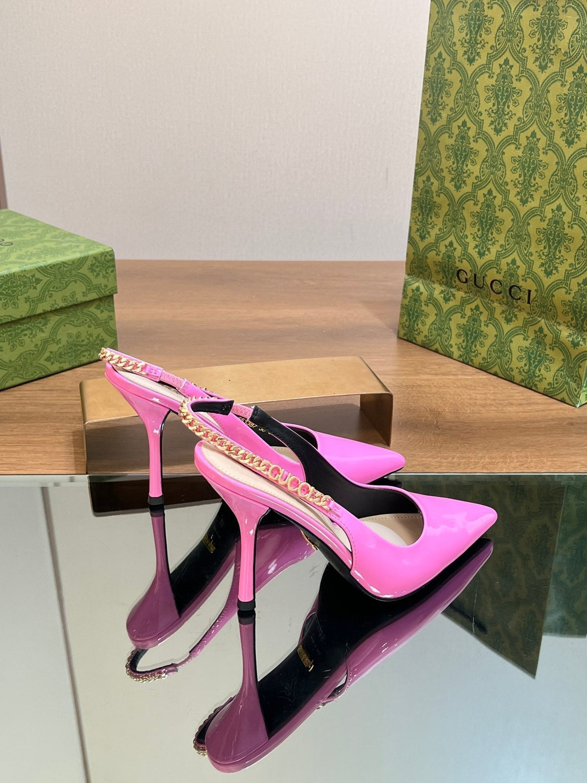 GG SIGNORIA SLINGBACK PUMP BRIGHT PINK LAMBSKIN