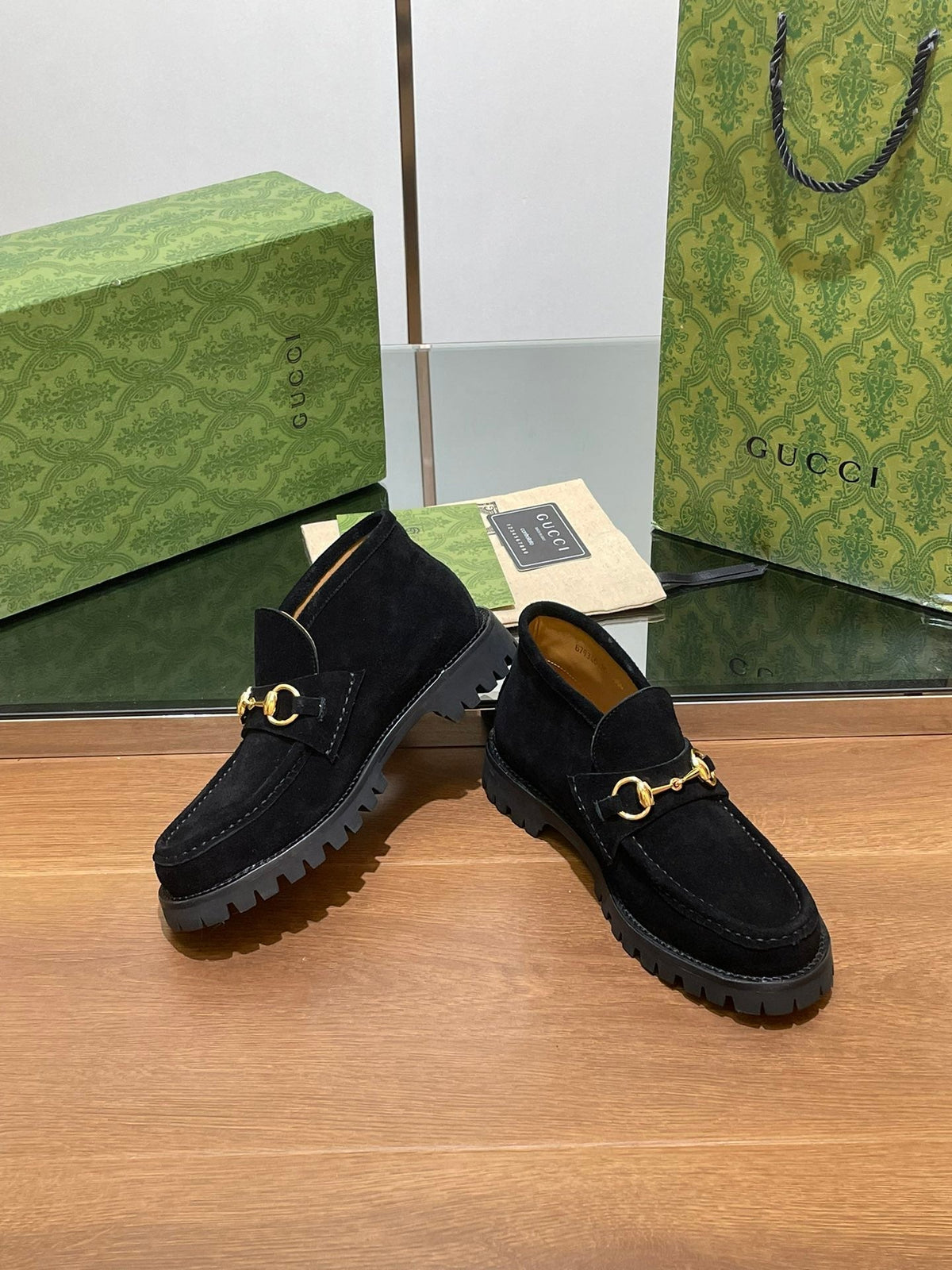 GG Ankle Boot With Horsebit 15 Black Suede