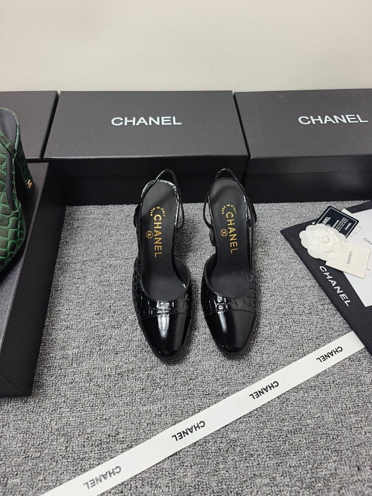Chanel 2026 Crocodile Embossed Slingback Glossy Calfskin 855982