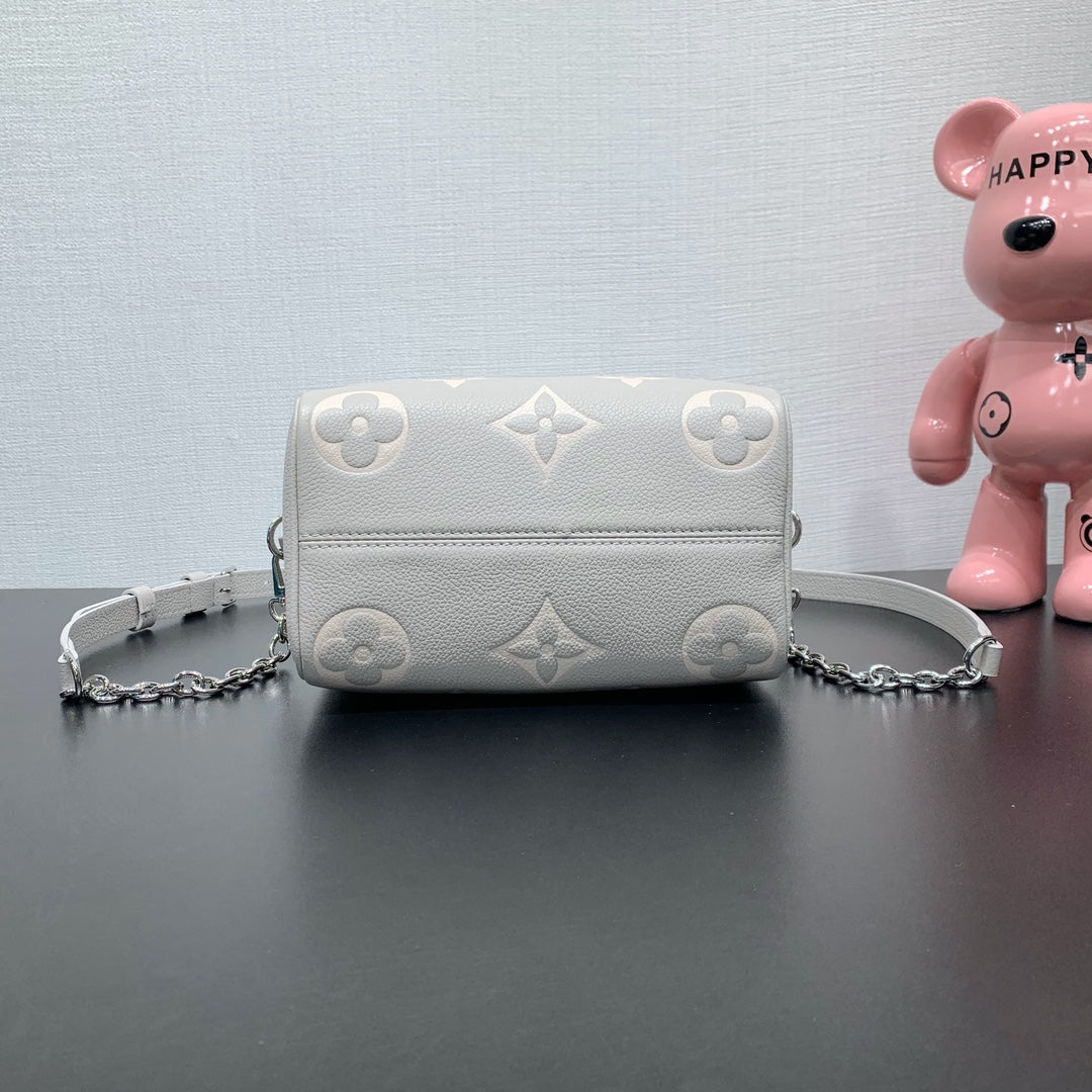 LV Speedy Bandouliere 20 Brume Gray Monogram Empreinte Leather 205495