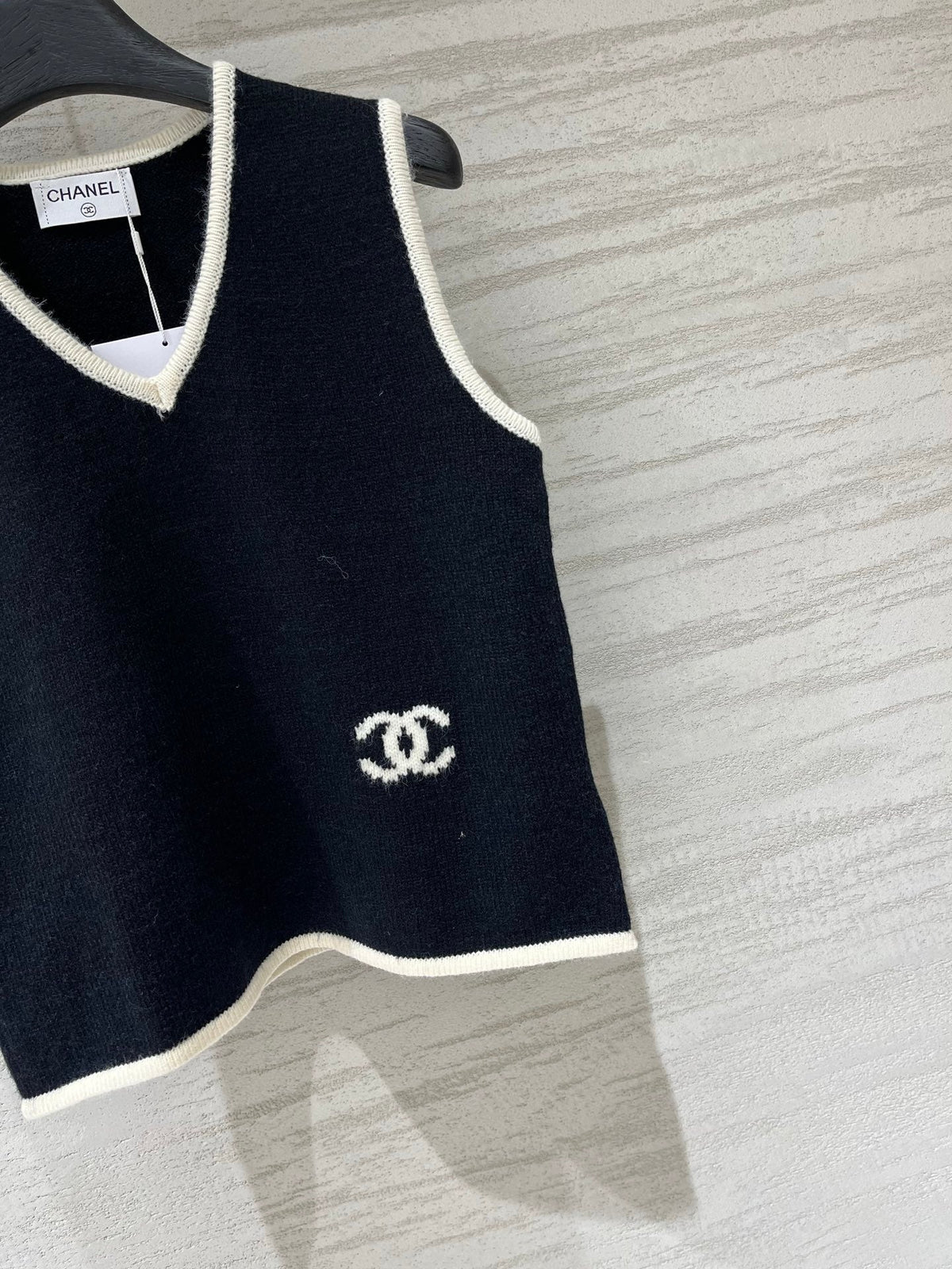 Chanel 2026 V-Neck Vest with Logo Wool 687202
