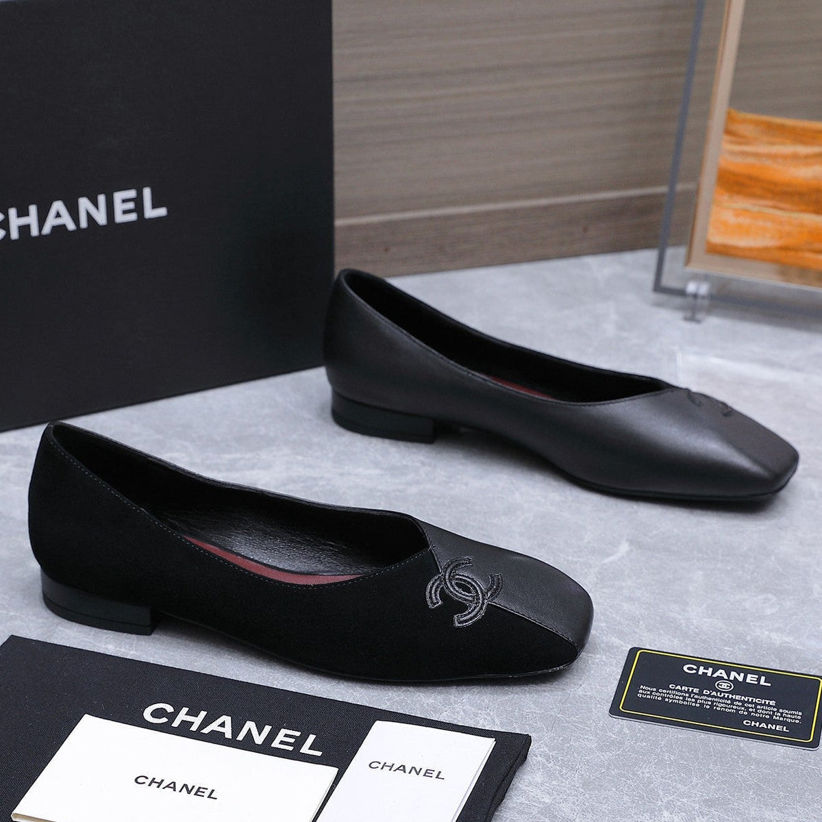 Chanel 2026 Ballet Flats Black Suede Sheepskin 758422