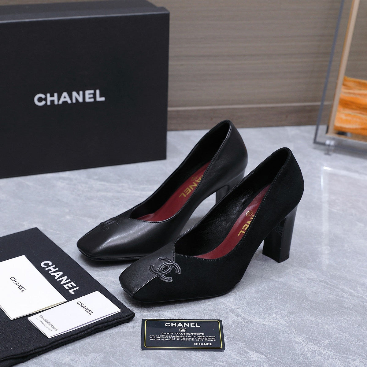 Chanel 2026 High-Heeled Pump 85mm Black Suede Sheepskin 758426