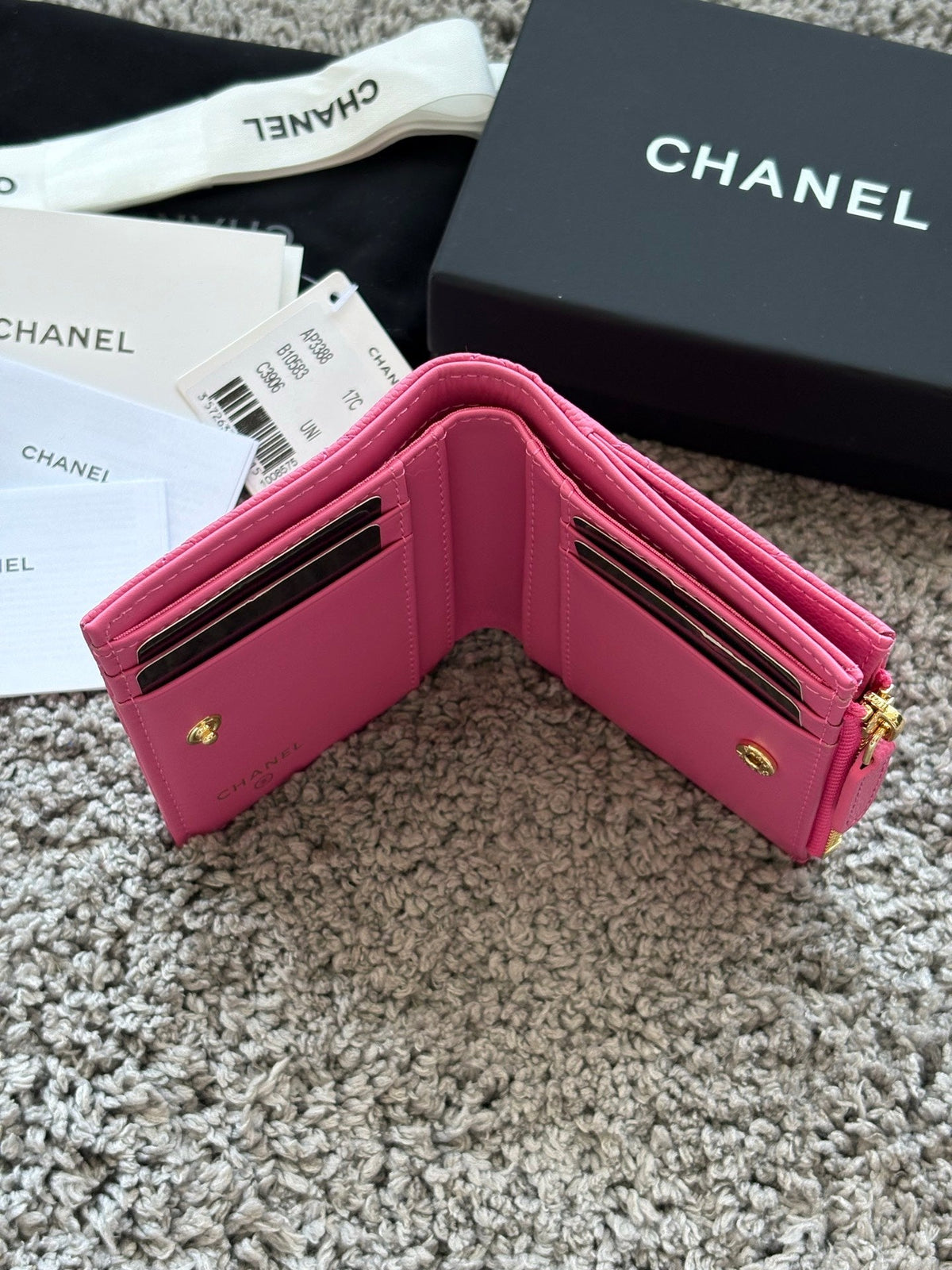 Chanel 2026 Double Zippered Short Wallet 11cm Leather 102531