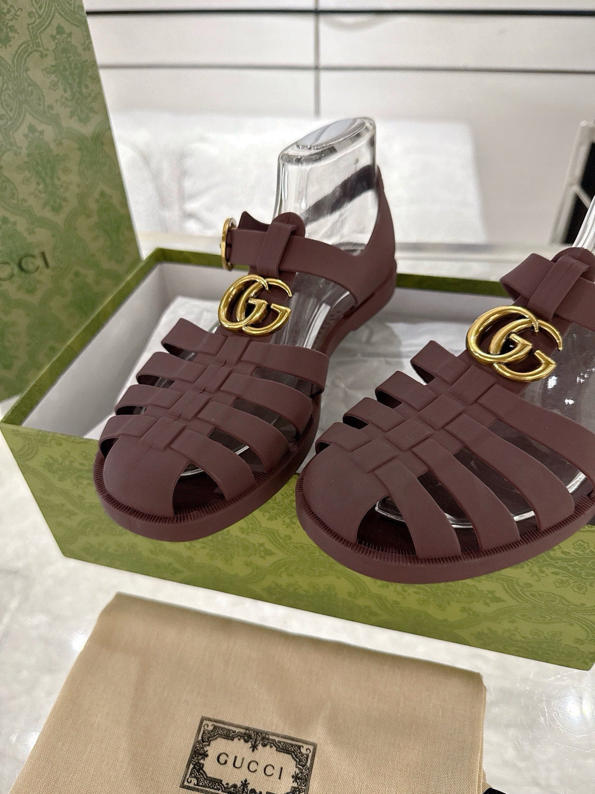 GC 25 Gold Double G Sandal bordeaux Rubber 292434