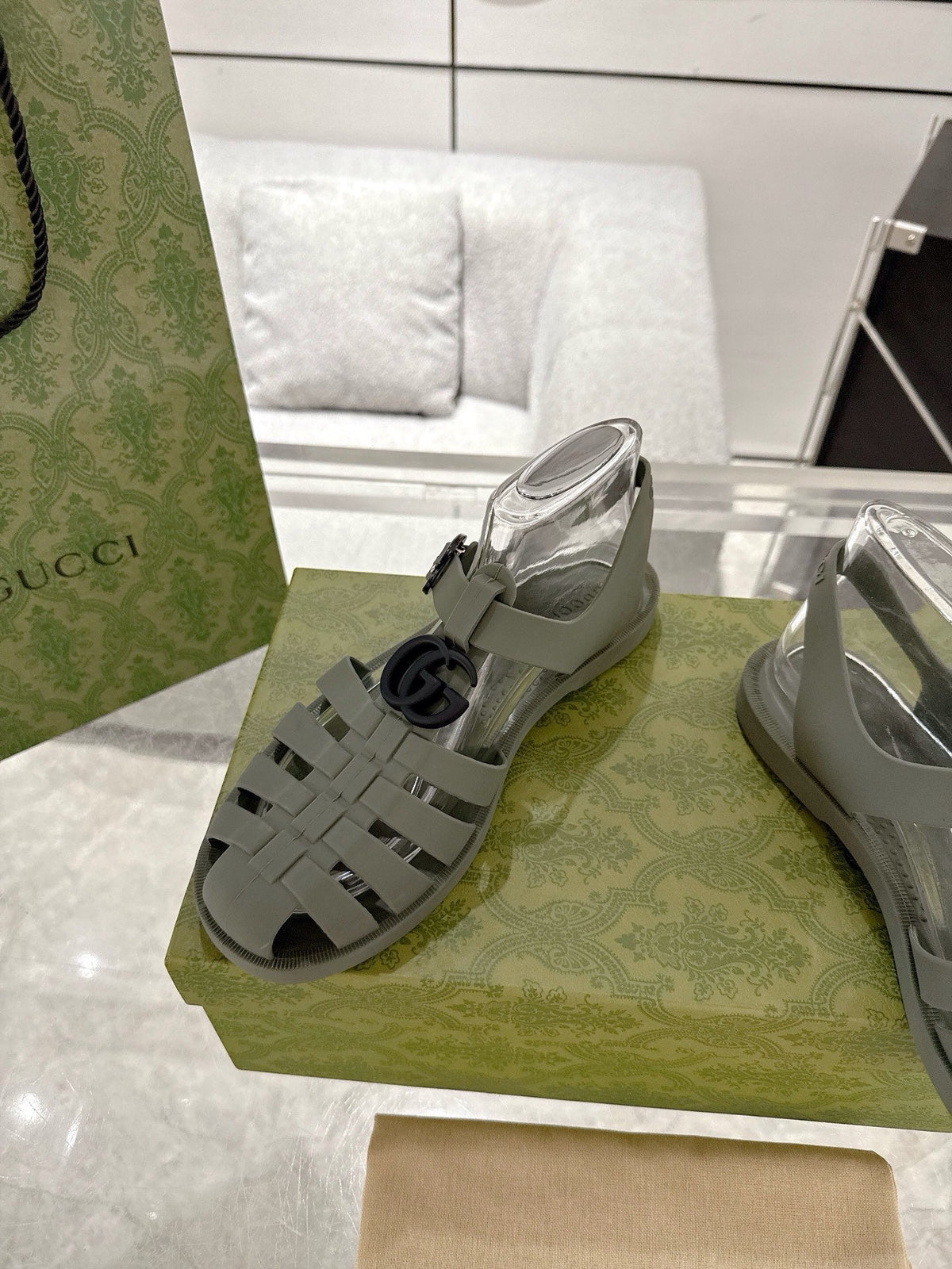 GC 25 Black Double G Sandal Dark Green Rubber 292428