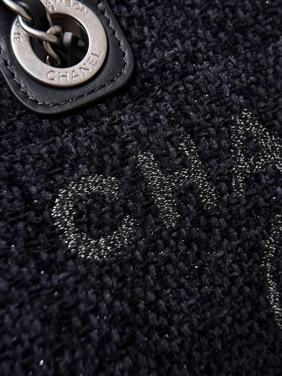 Chanel 2026 Mini Deauville Tote Bag 24cm Black Wool Leather Canvas