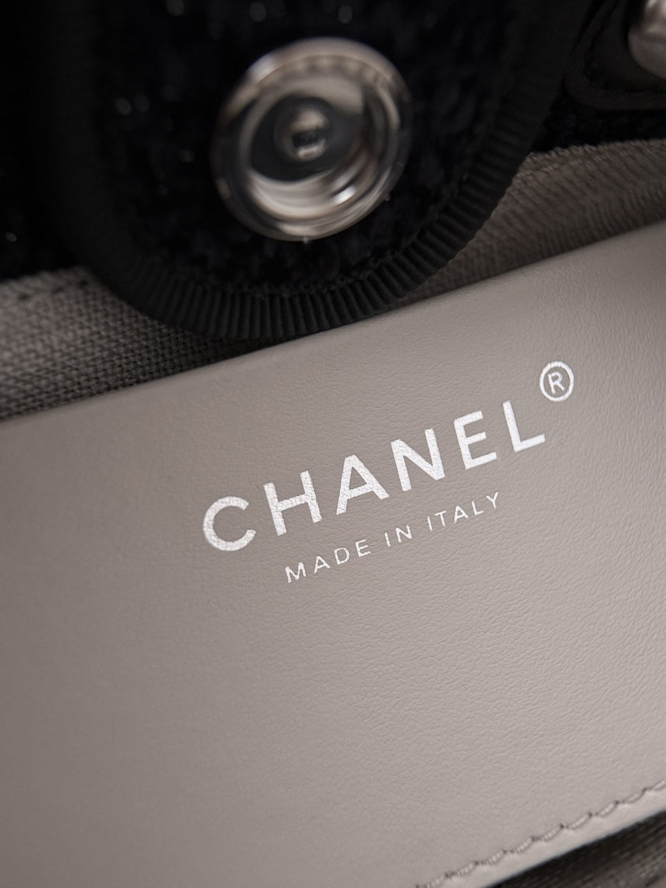 Chanel 2026 Mini Deauville Tote Bag 24cm Black Wool Leather Canvas
