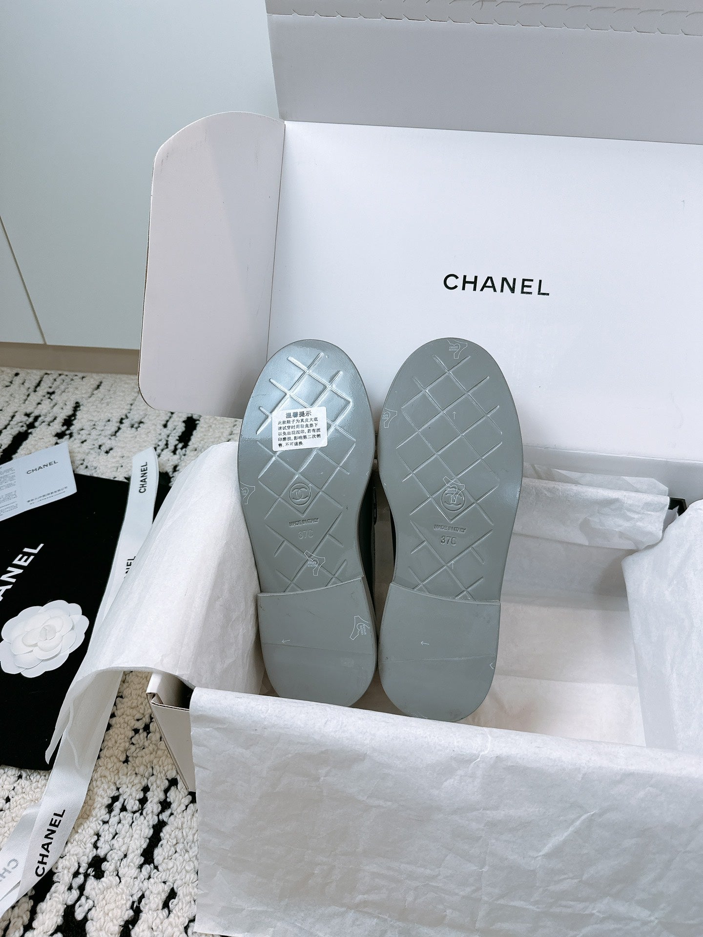 CC Moccasins 25mm In Grey Glossy Lambskin 144641