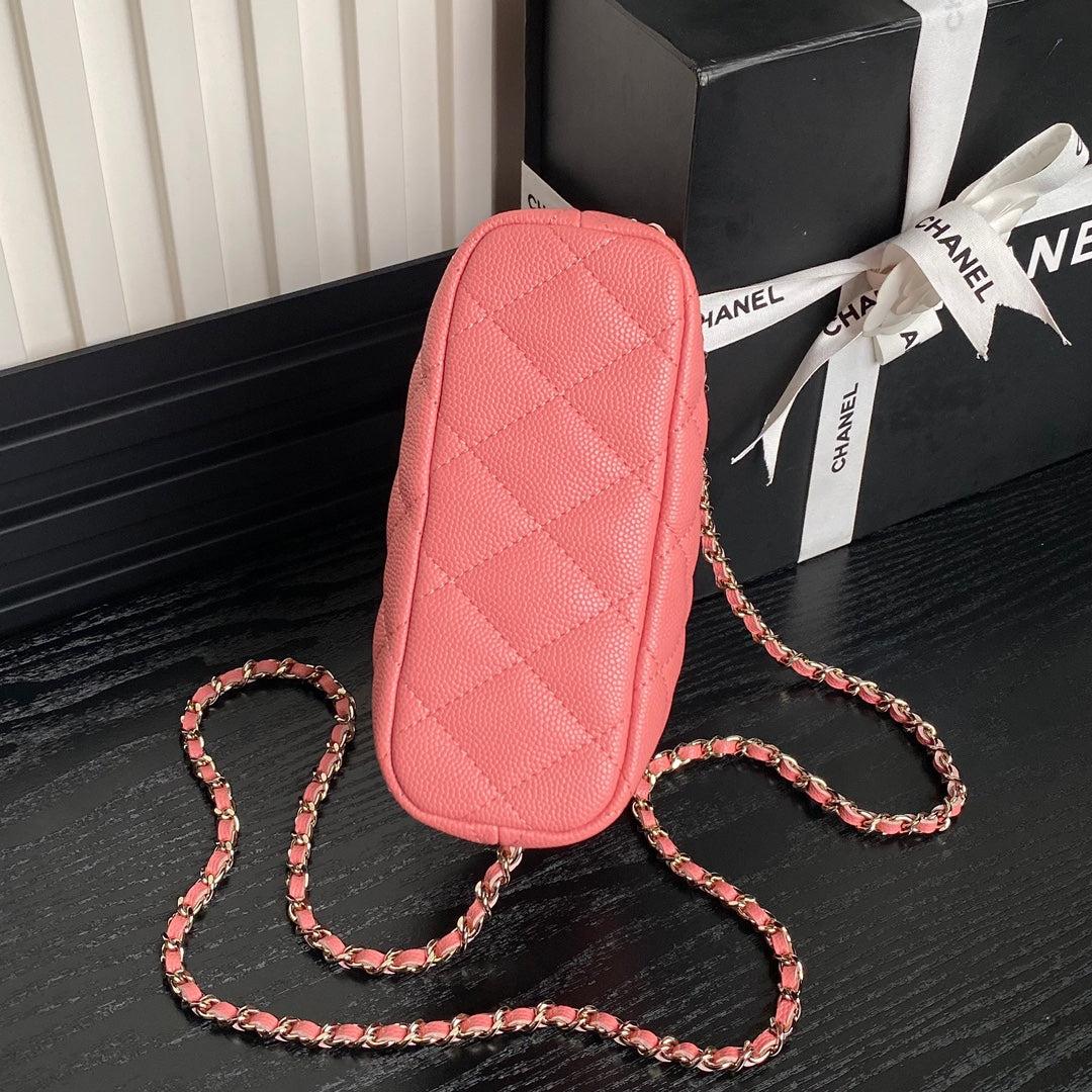 CC 25C Hobo Bag 21.5cm Top Handle Dark Pink Grained Calfskin