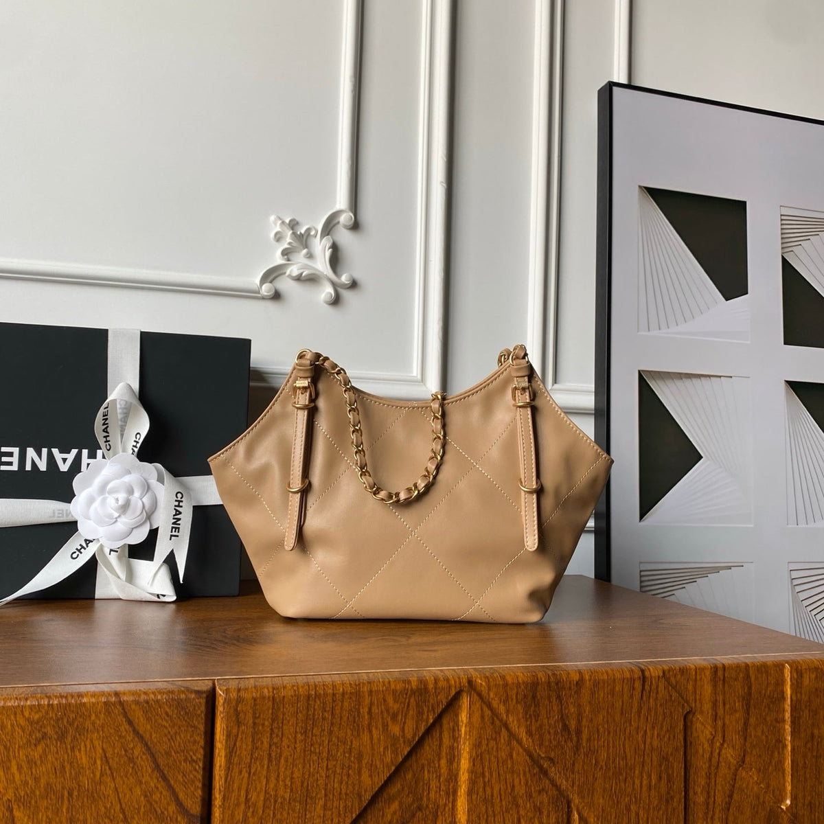 Chanel 2025 Bag 28cm Beige Calfskin 318241