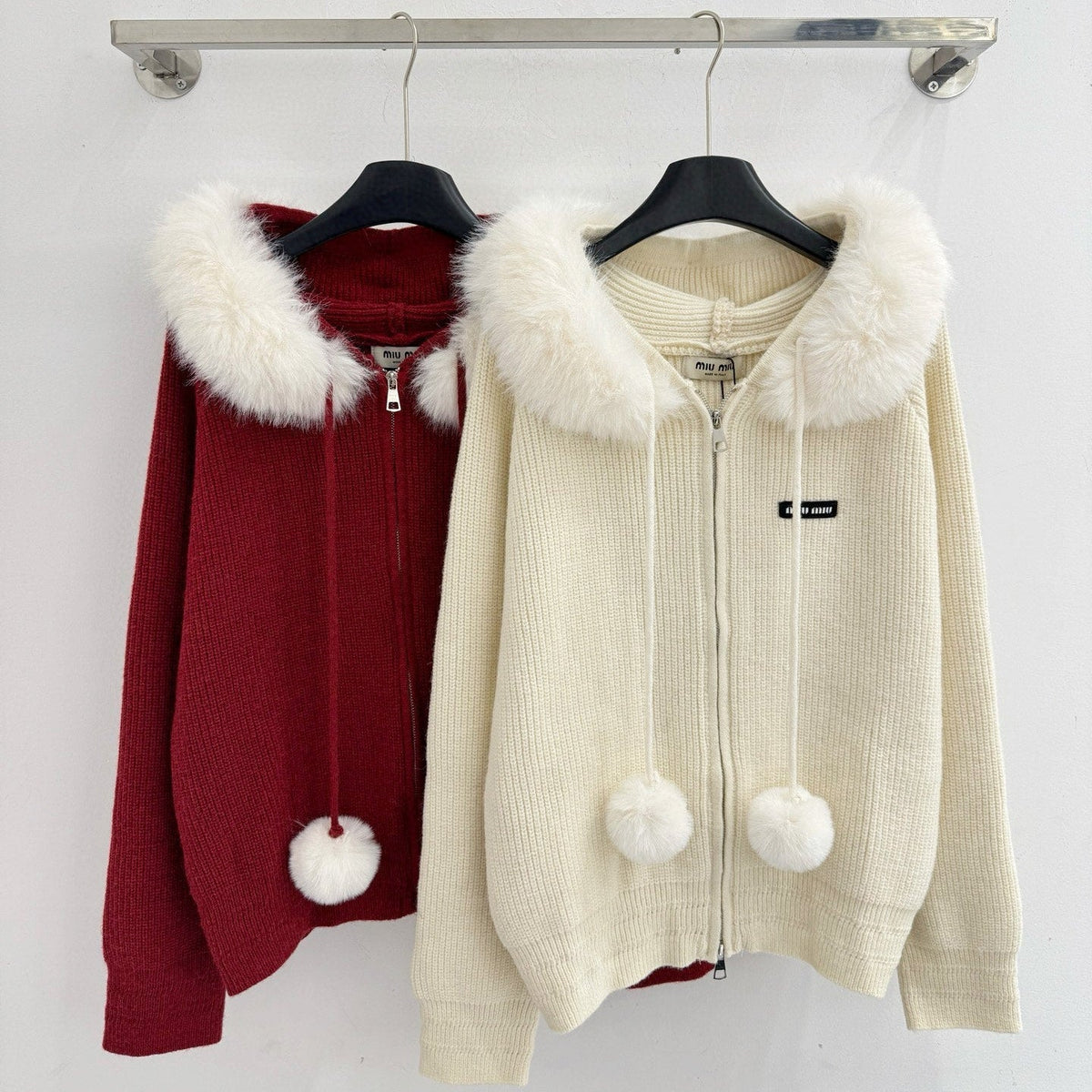 Miumiu 2025 Faux Fur Hooded Sweater