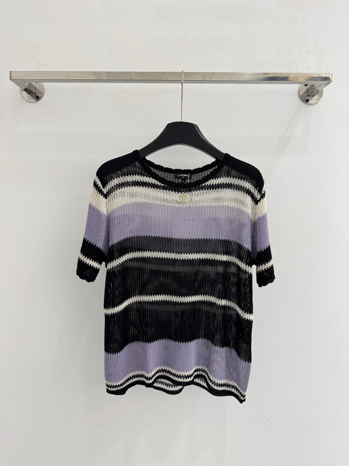 Chanel 2026 Striped Short-sleeved Shirt Silk Cotton 316931