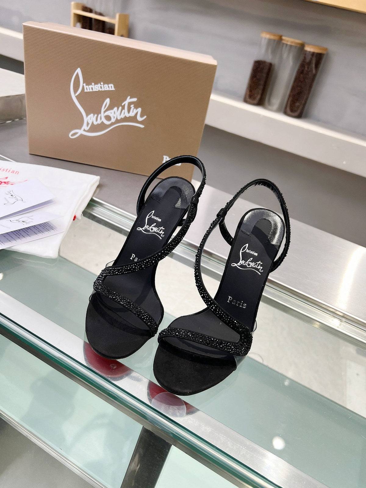 CL Rosalie Strass 105mm Sandals Sheepskin and Strass 251035