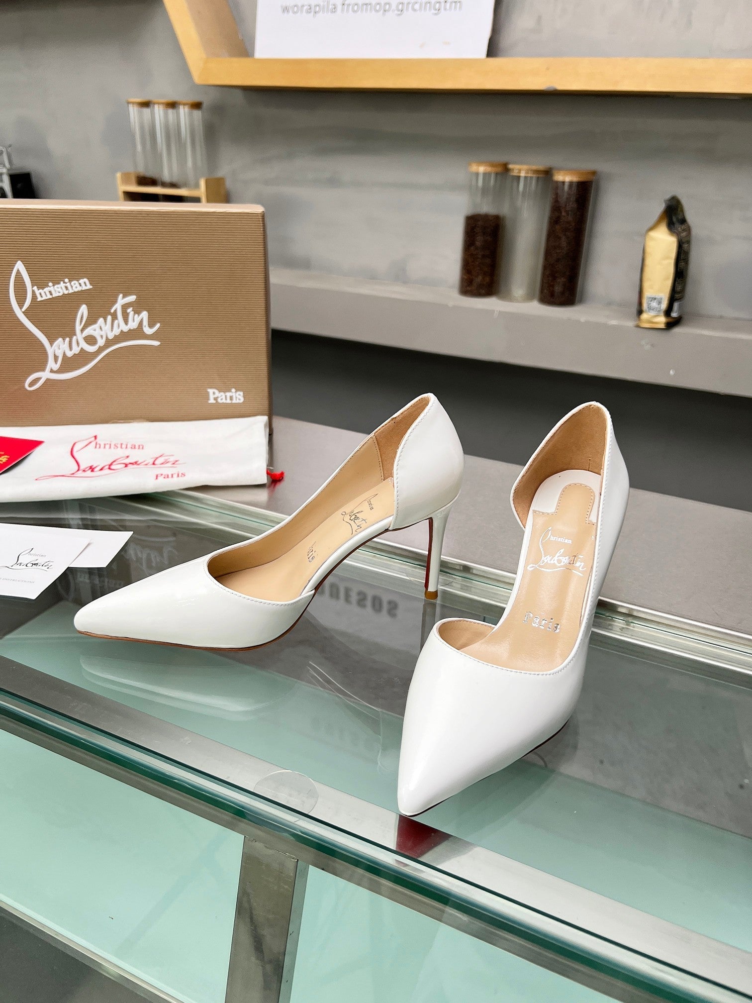 Cl Iriza 85mm Pumps Patent Leather White